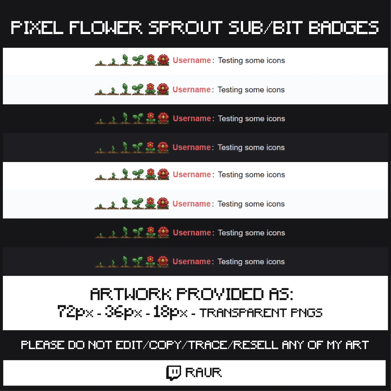 Twitch Pixel Sprouting Flower - Sub/Bit Badges product image (2)
