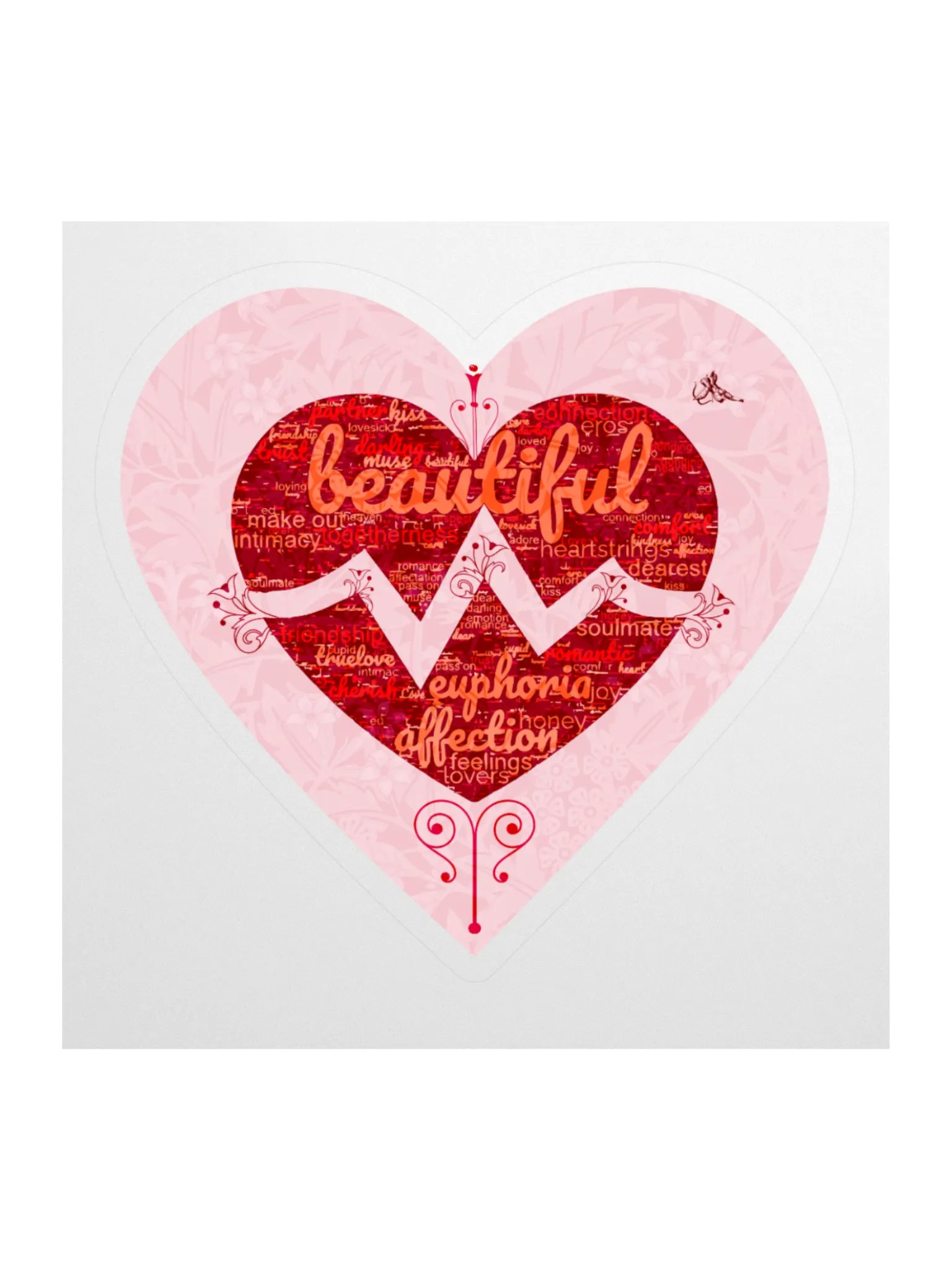 Romantic Word Collage Kiss Cut Sticker product image (1)