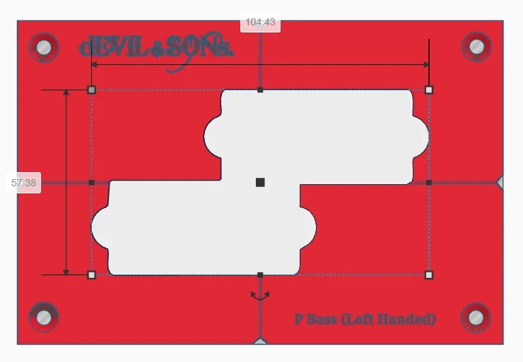 Precision Bass Guitar Style Pickup Routing Template - LEFT HANDED (3D Print File) product image (4)