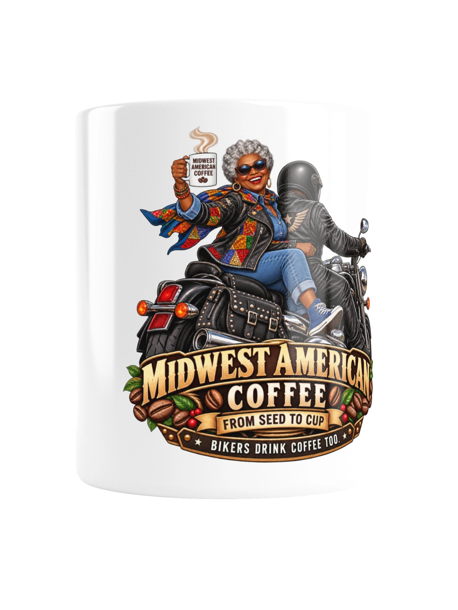 American Grandma Biker Coffee Mug | Bikers Drink Coffee Too – Midwest American Coffee product image (2)