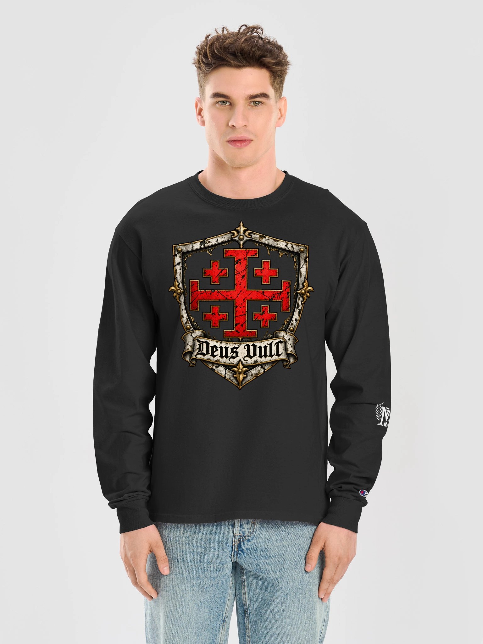 Deus Vult Gothic Crest Long Sleeve product image (5)