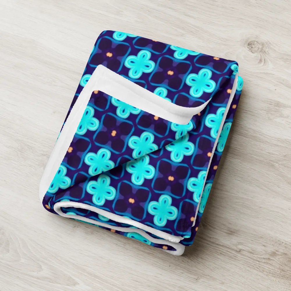 Elegant Blue & Black Seamless Patterned Throw Blanket product image (7)