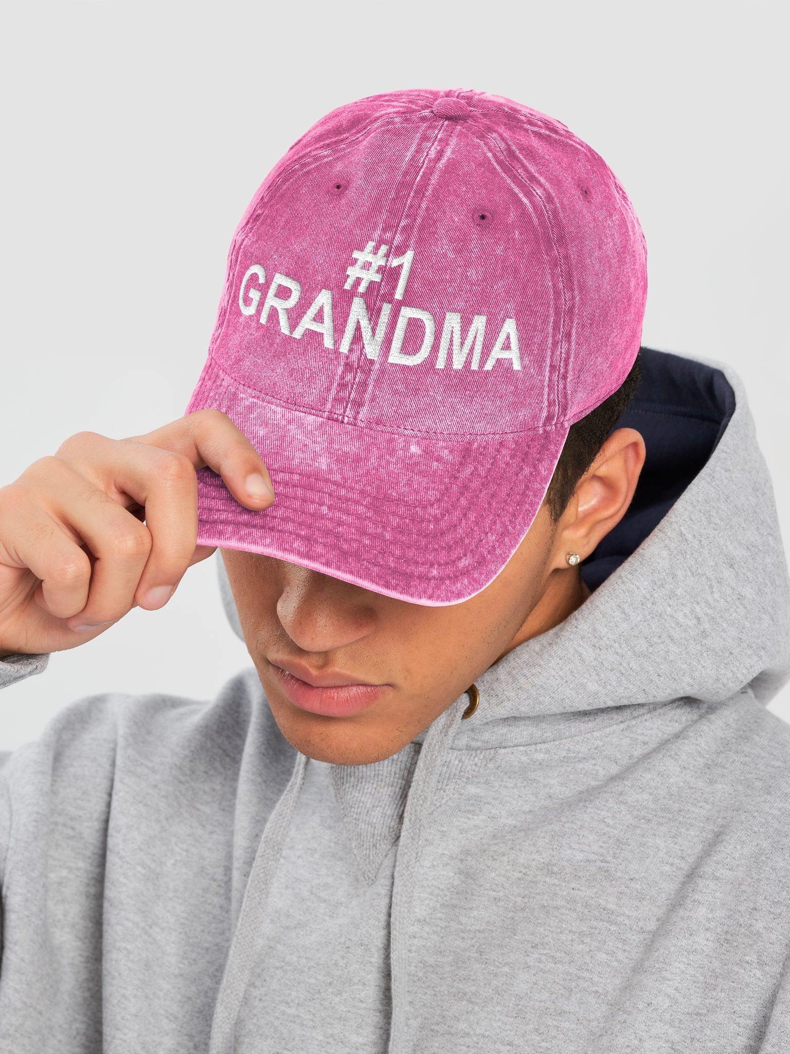 #1 Grandma Pink Vintage Wash Dad Hat product image (7)