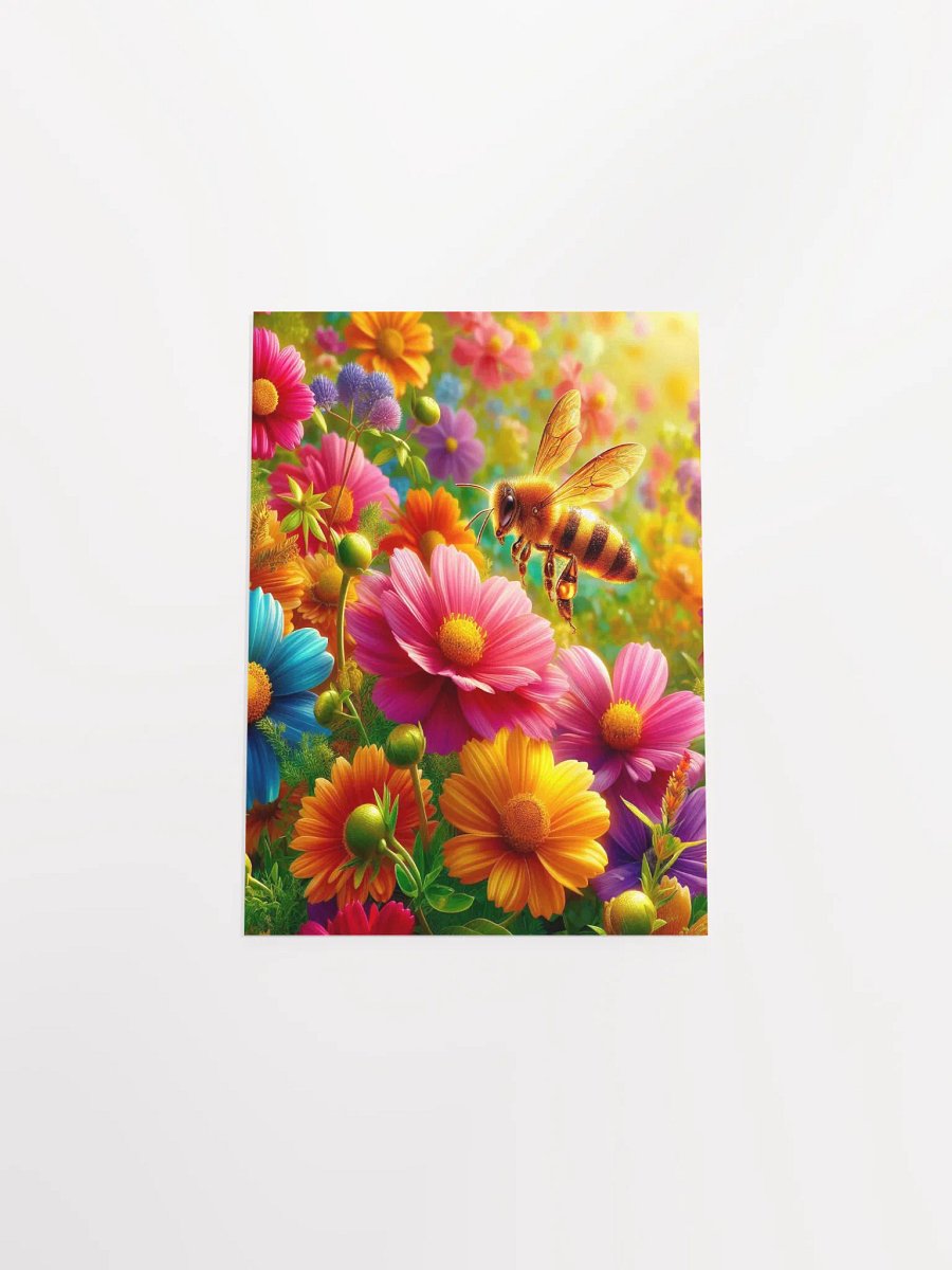 Vibrant Garden Blooms with Honeybee Poster product image (5)