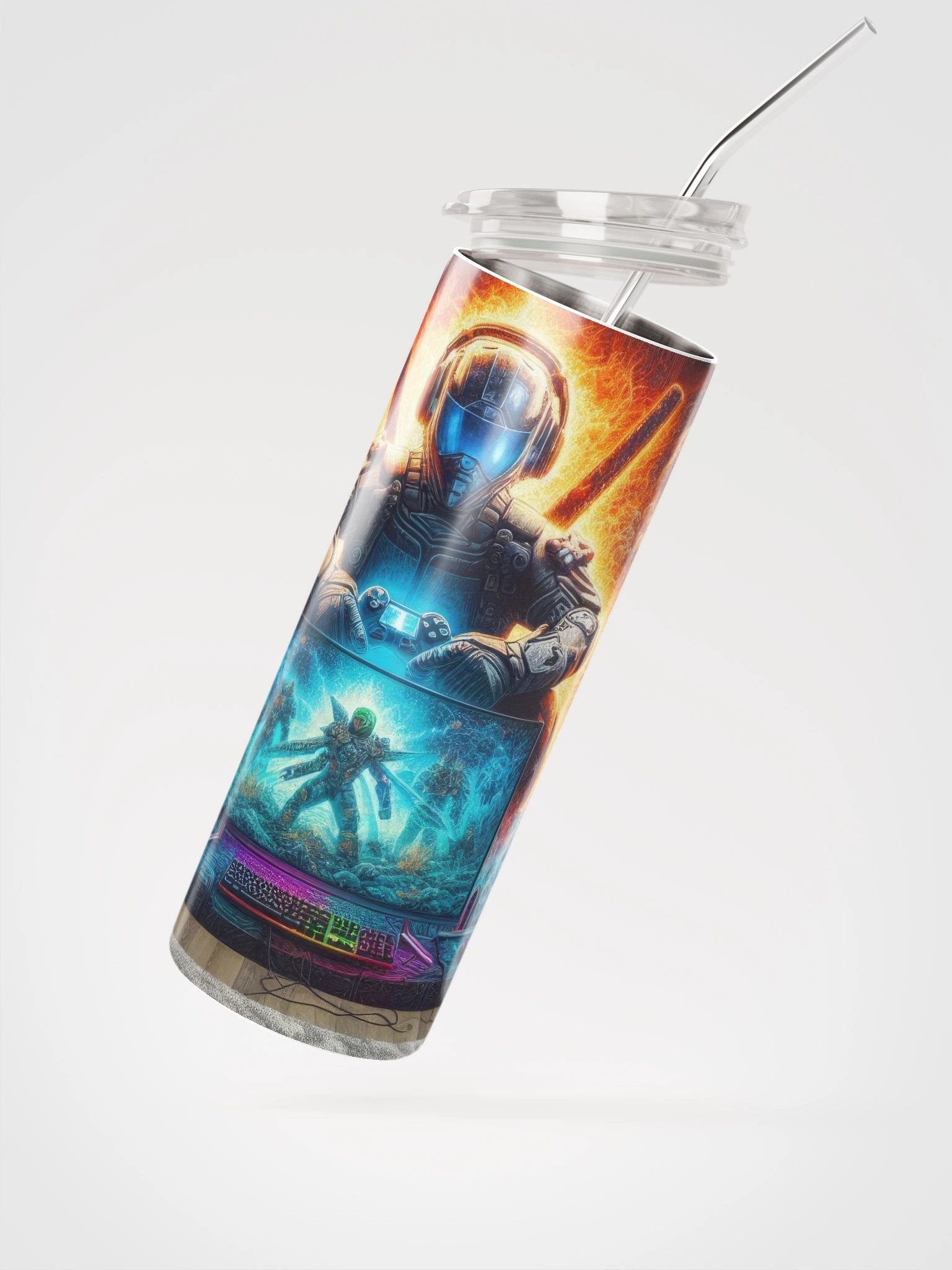 Neon Sci-Fi Gaming Stainless Steel Tumbler product image (3)
