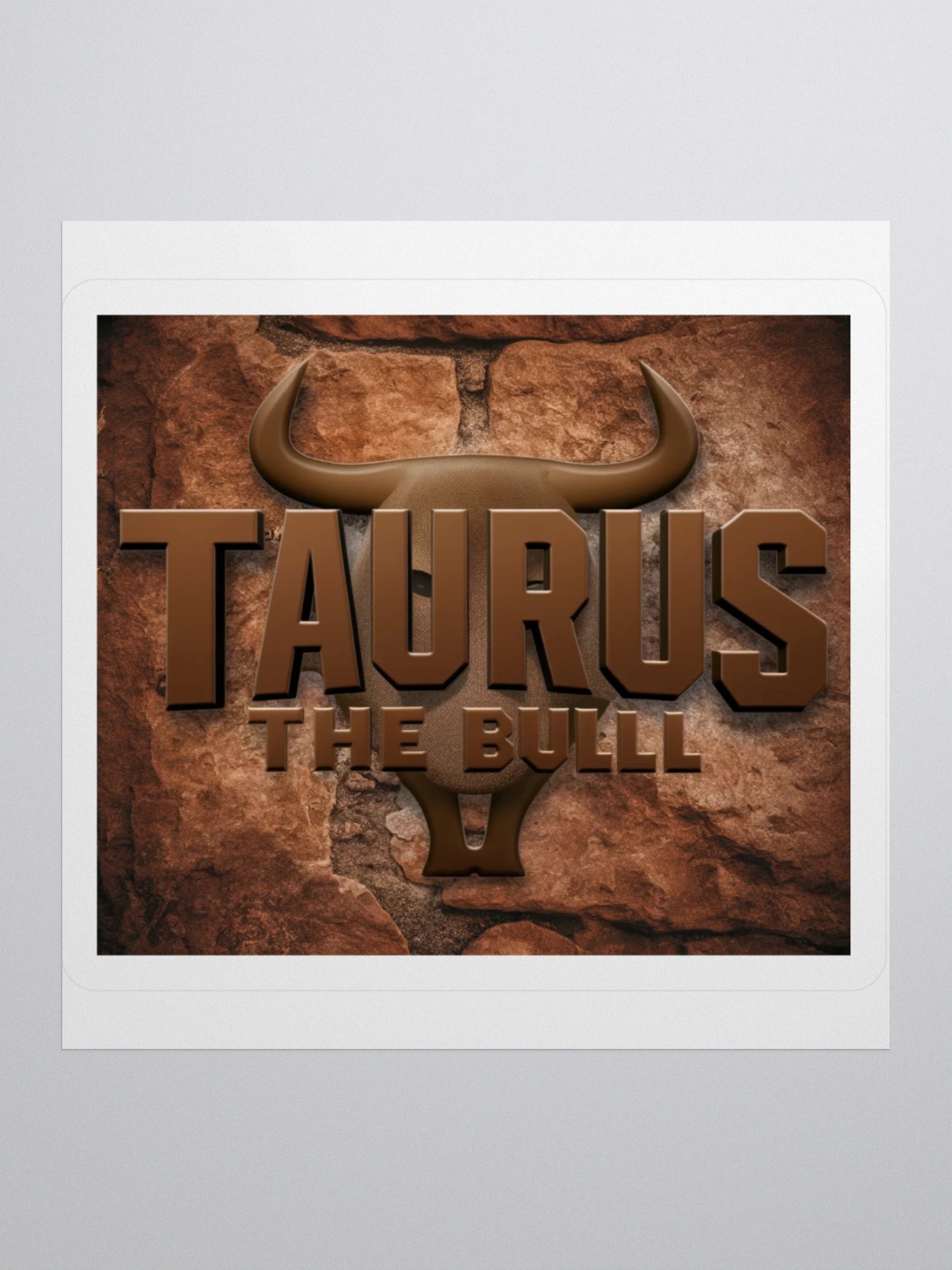 Taurus Zodiac Sticker - Bull Horns on Stone - Durable Vinyl product image (1)
