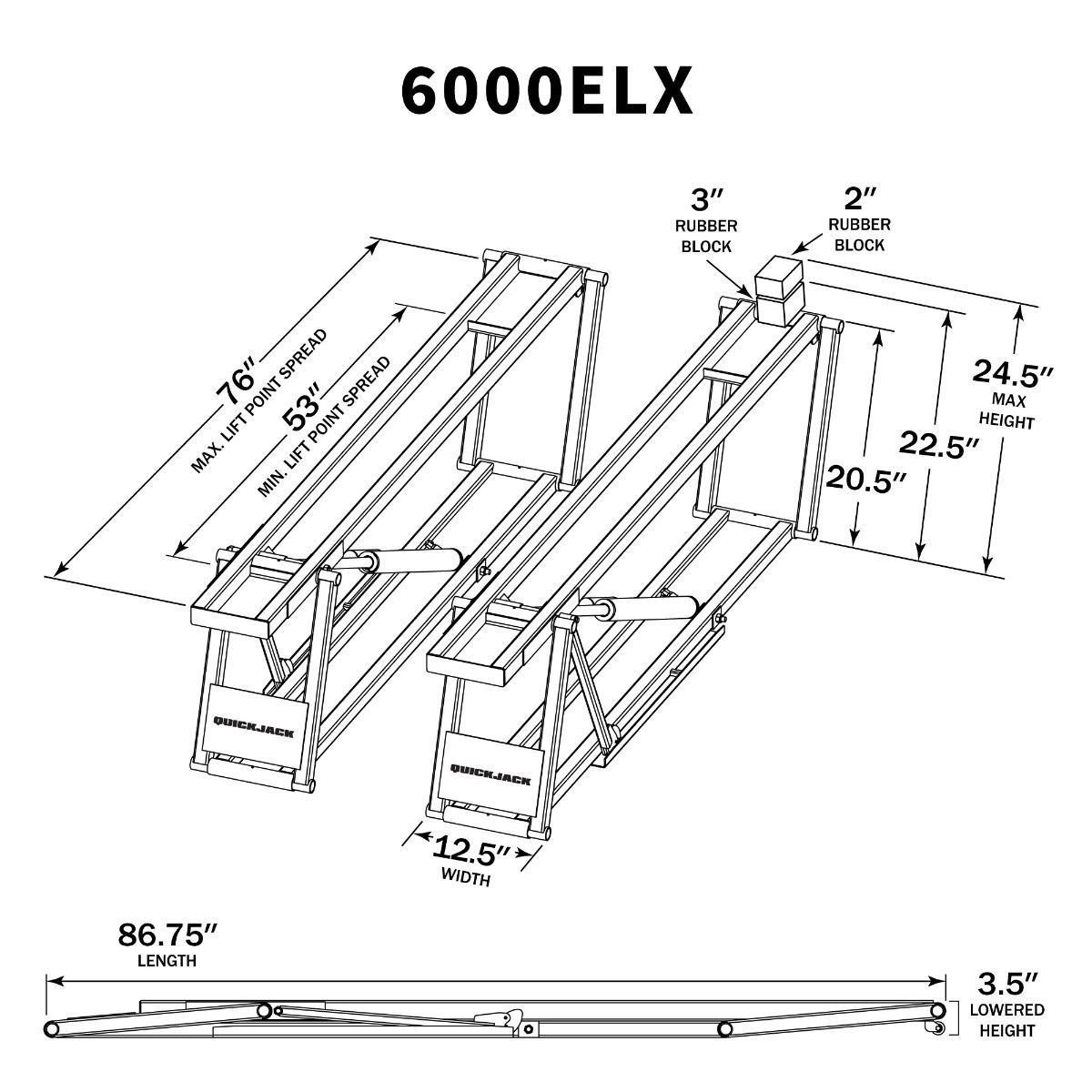 QuickJack 6000ELX Super-Long Portable Car Lift - 6,000-Lb Capacity product image (5)