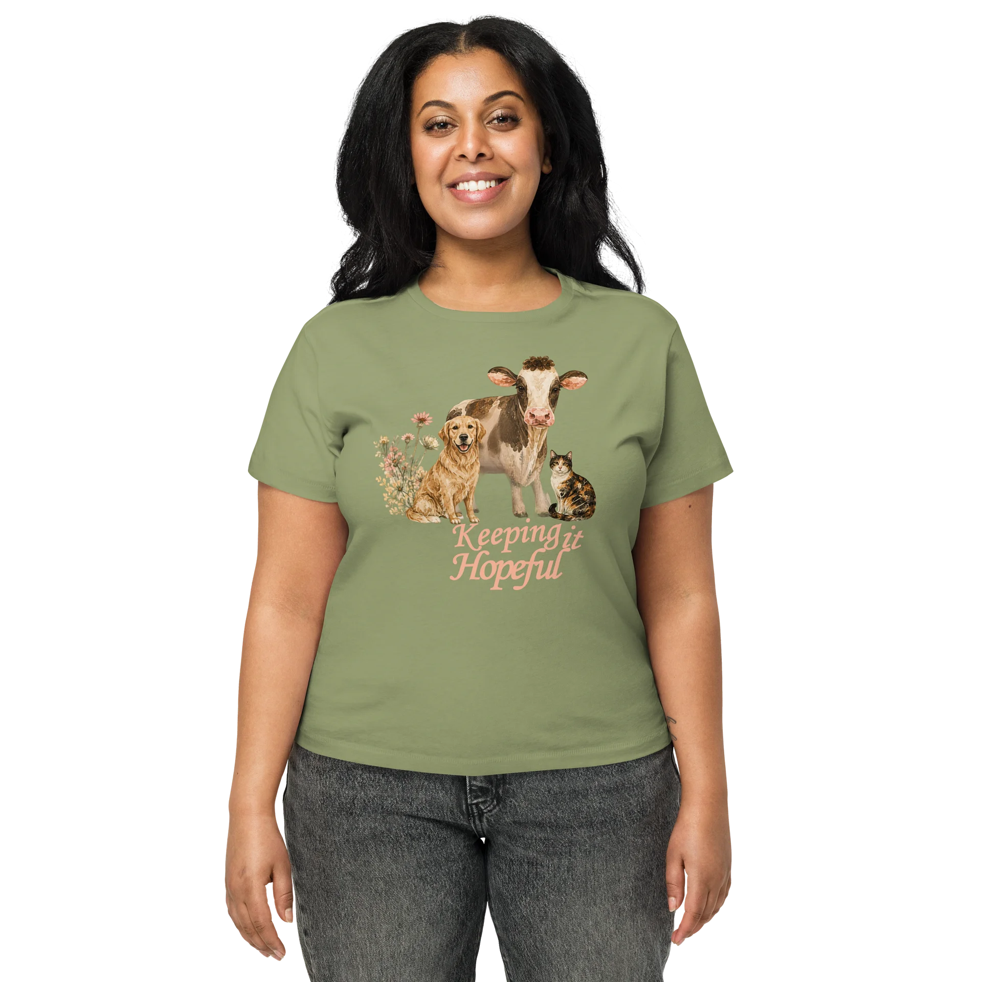 Keeping It Hopeful Women’s High-Waisted Tee | Faith & Floral Graphic product image (1)