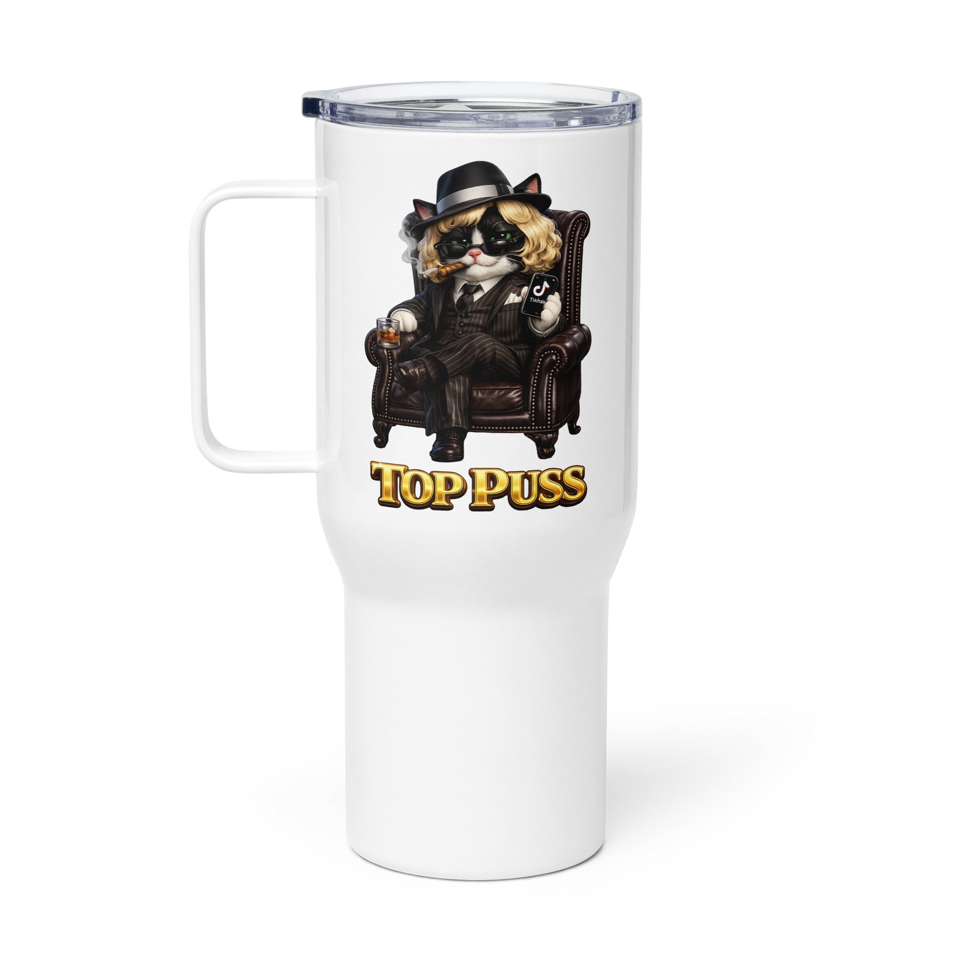 ''Top Puss'' Travel Mug with a Handle product image (1)