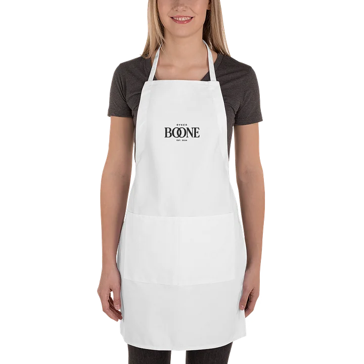Ryker Boone "Sweet Tea & Blue Jeans" Embroidered Cooking Apron (White/Black Logo) product image (2)