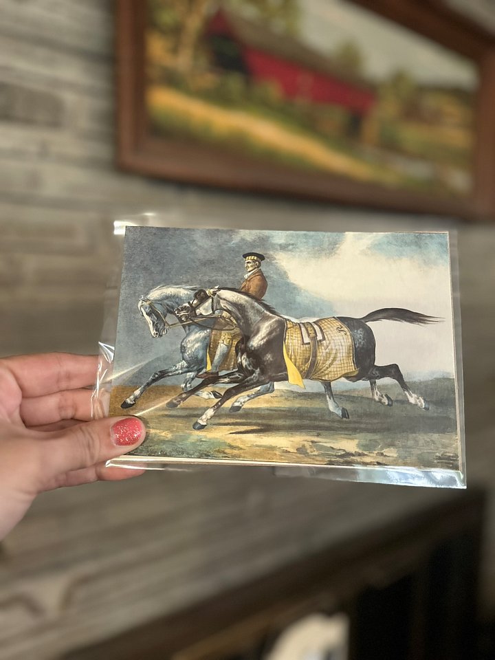 Theodore Gericault "Two Dapple-Gray Horses Exercising / Deux Chevaux Gris Pommele" Vintage Equestrian Giclee Fine Art Print | 5x7 product image (1)
