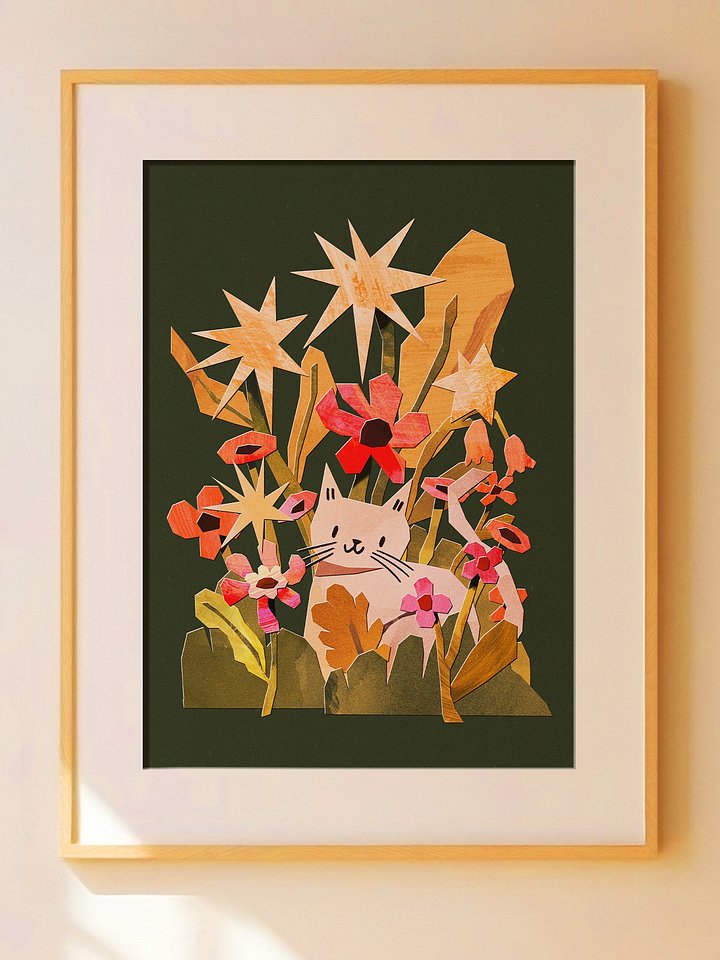Collage Kitty in the Garden Print product image (1)