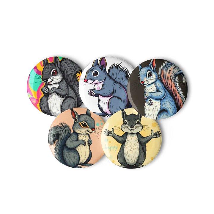 Cheerful Squirrel Pin Button Set product image (3)