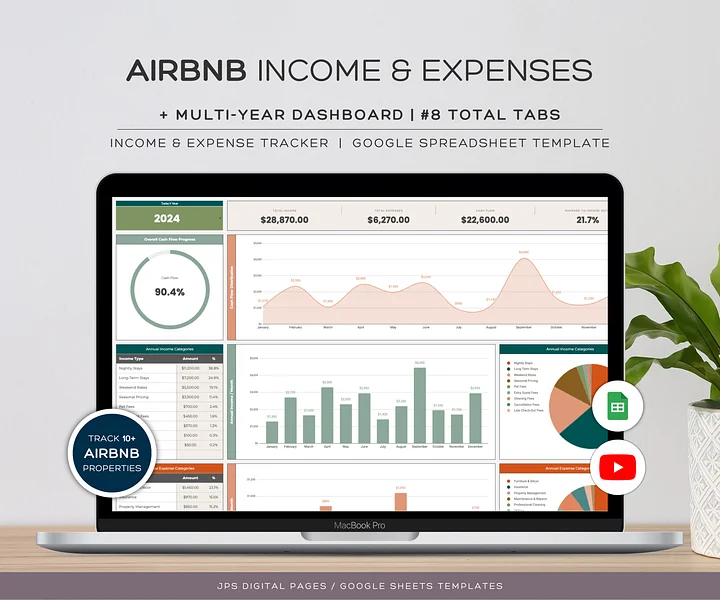 Airbnb Income and Expense Tracker Template | Google Sheets Template product image (1)