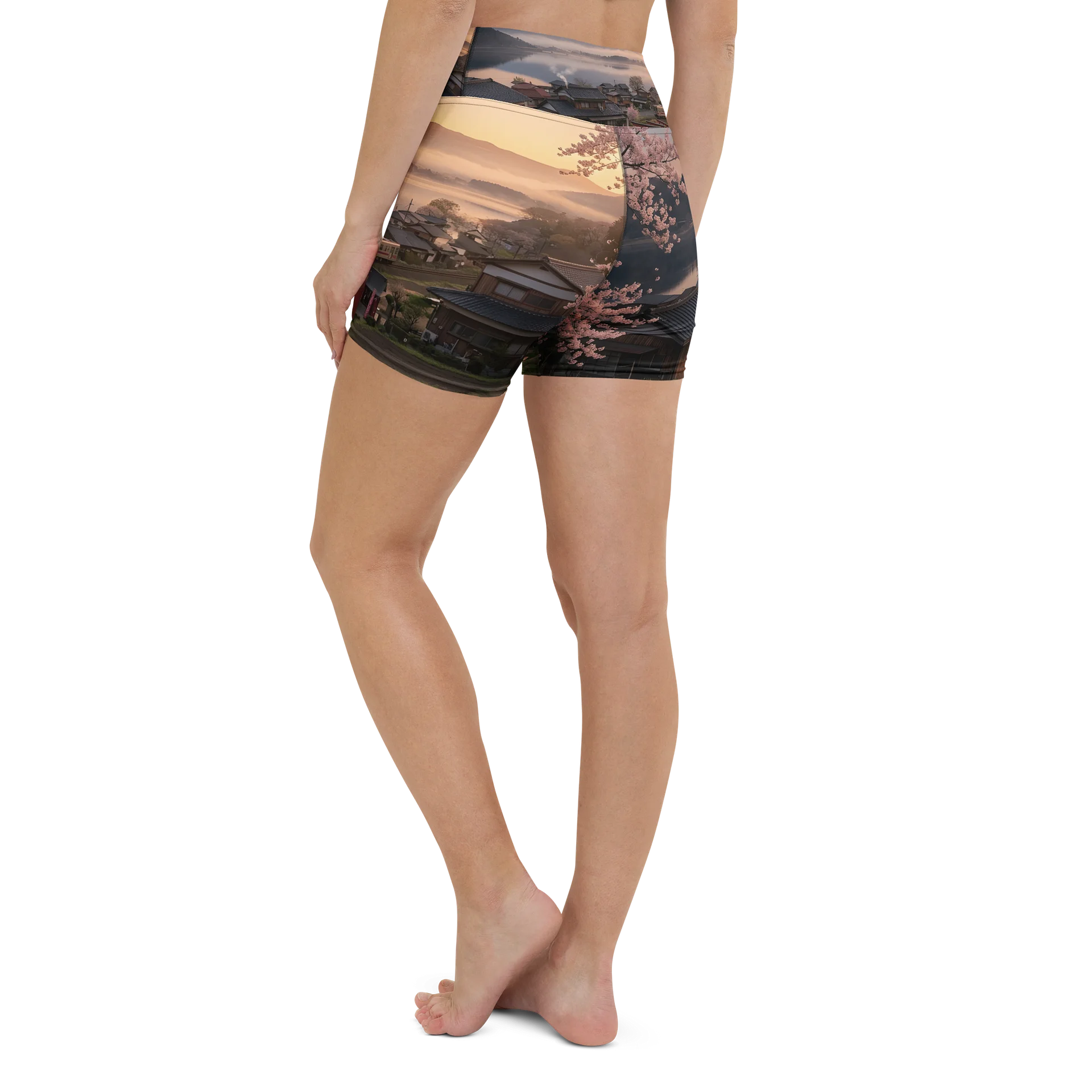 Mount Fuji High Waisted Yoga Shorts | Printed Activewear product image (3)