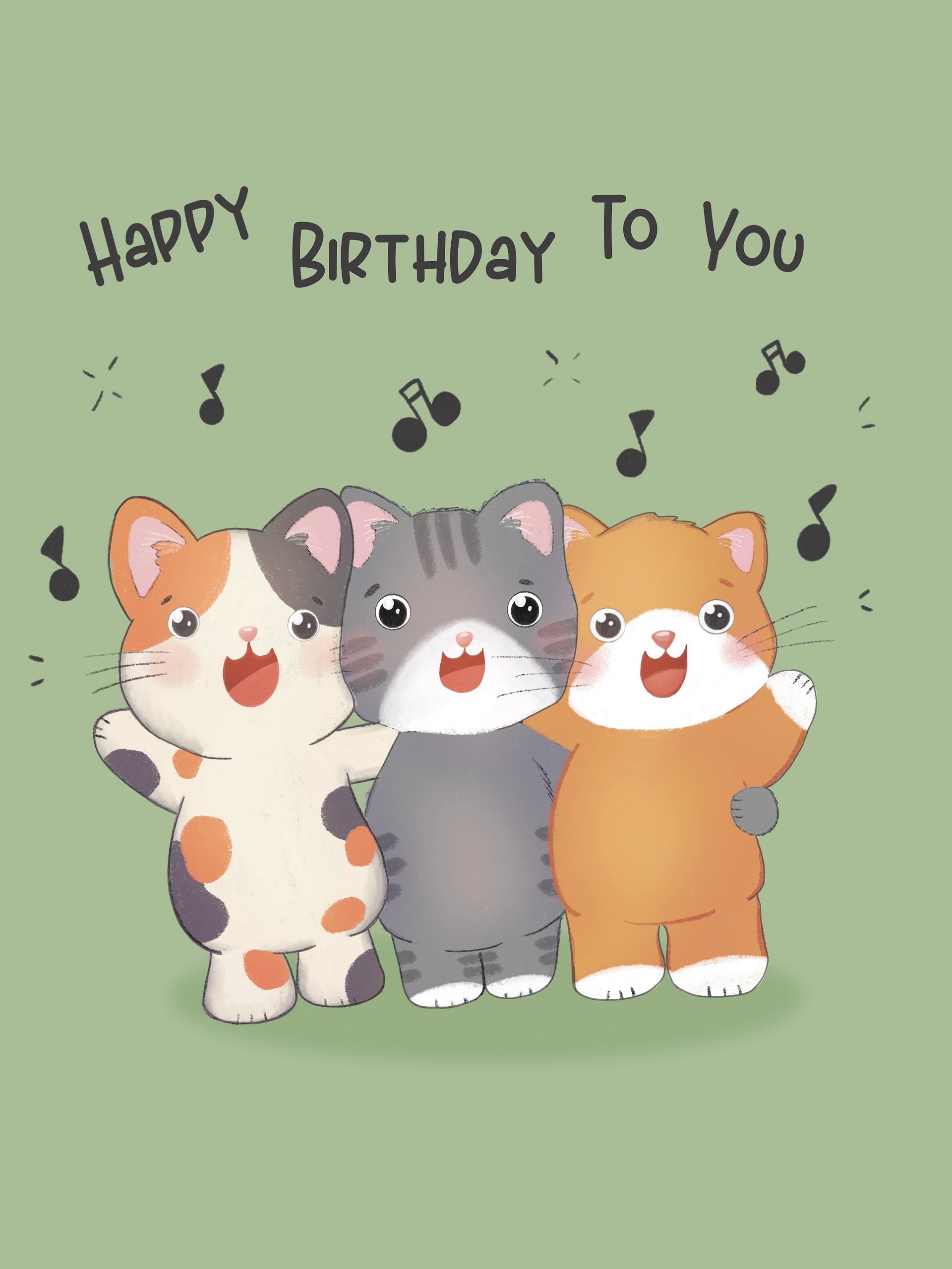 Singing Cat Trio Happy Birthday Card product image (1)