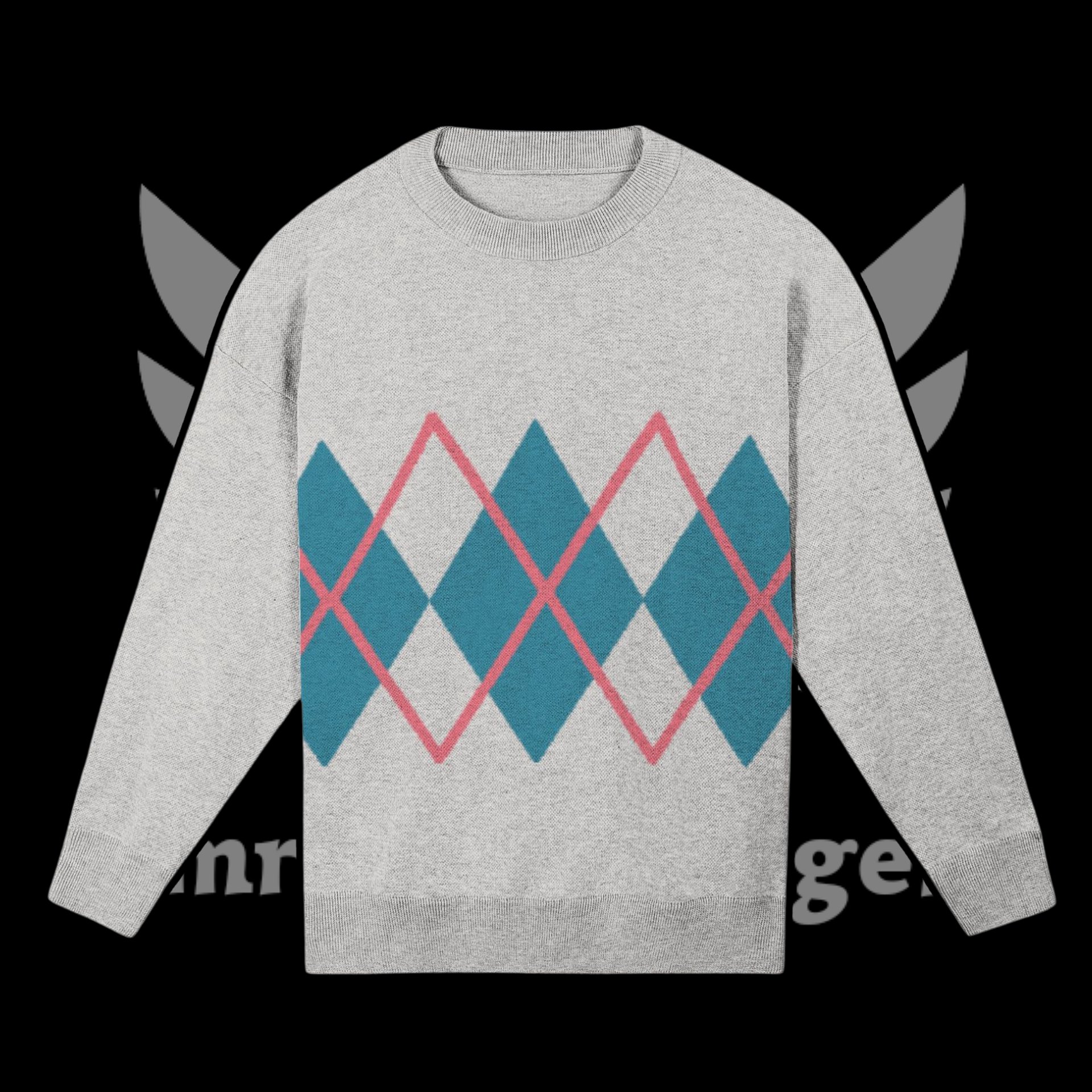Argyle White Knitted Relaxed Sweater product image (1)