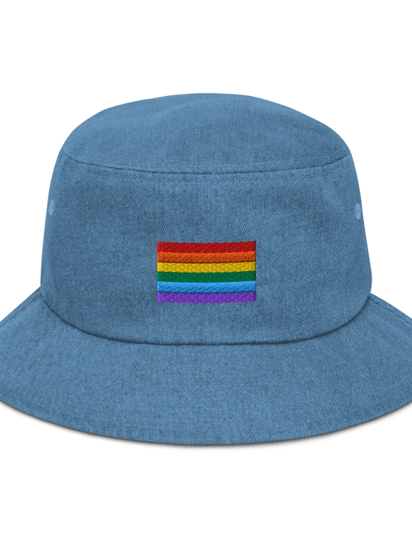 Denim embroidered rainbow bucket hat product image (1)