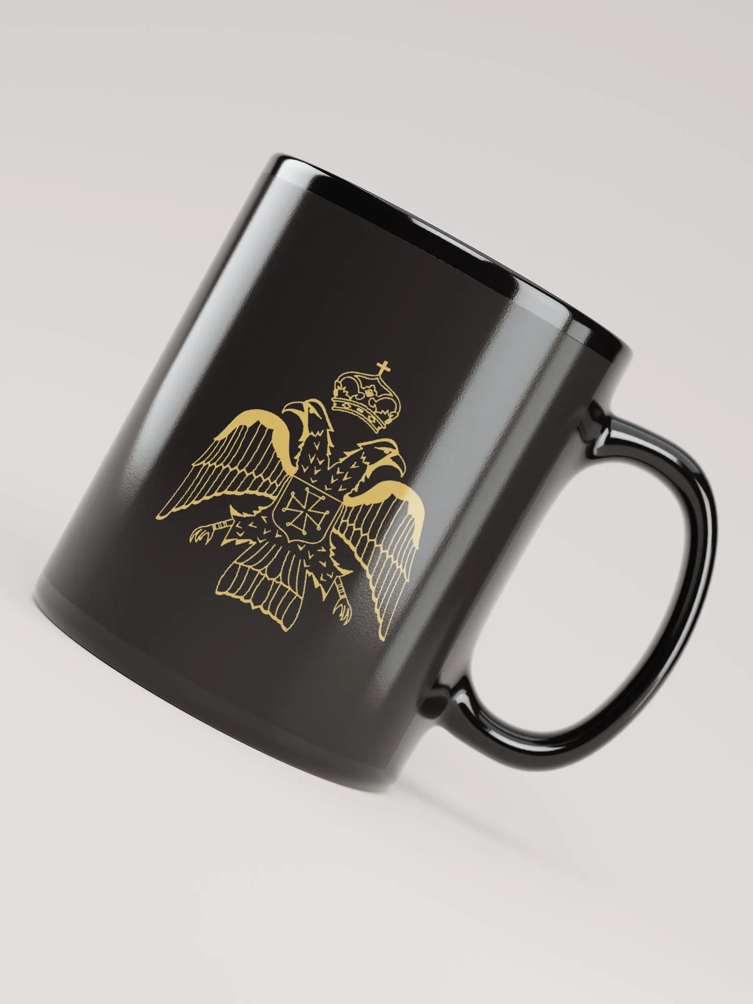 Double-Headed Eagle Gold Orthodox Christian Mug – Black Religious Coffee Cup, Faith Gift product image (4)