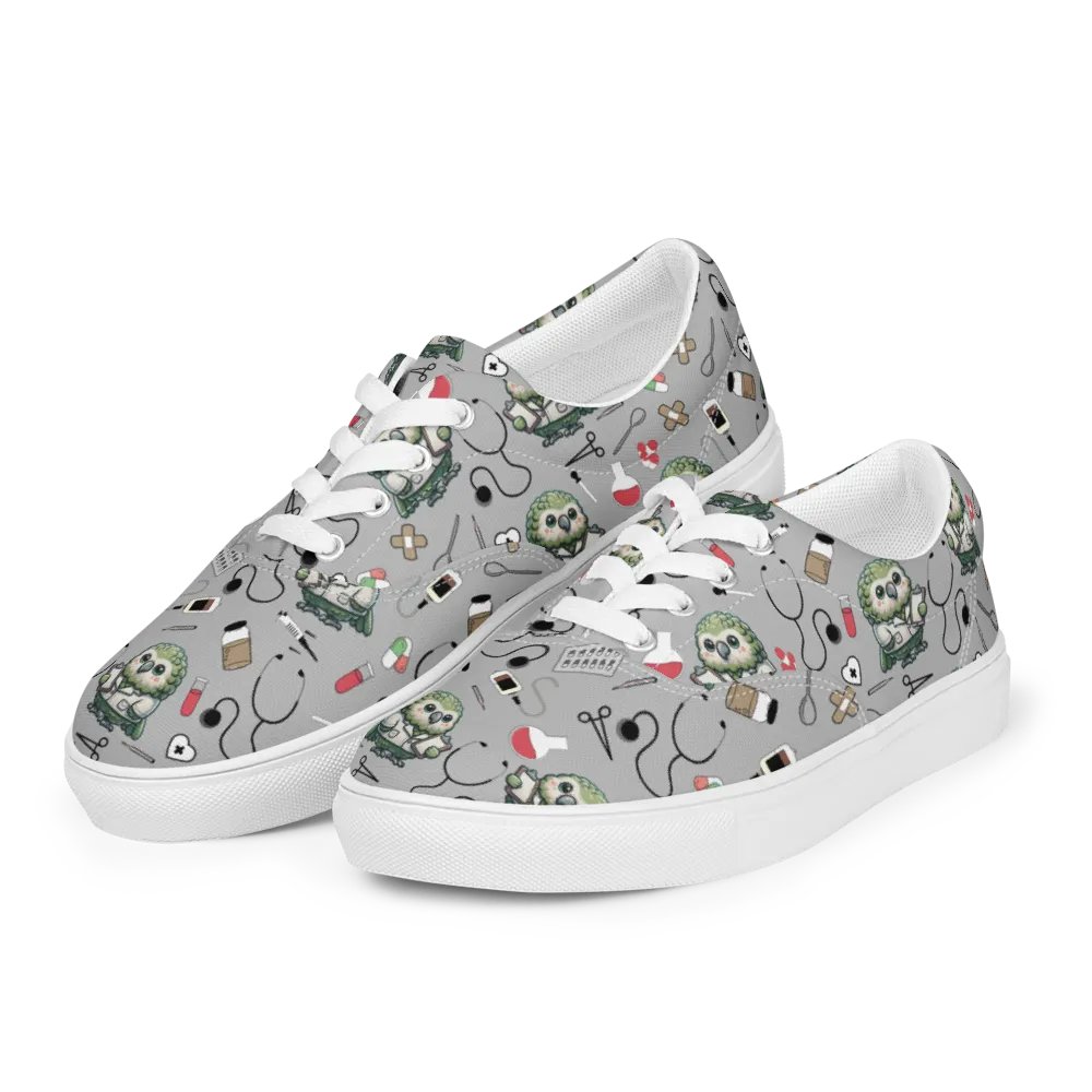 Cute Medical Kakapo Lace-up Canvas Shoes (Grey) product image (1)