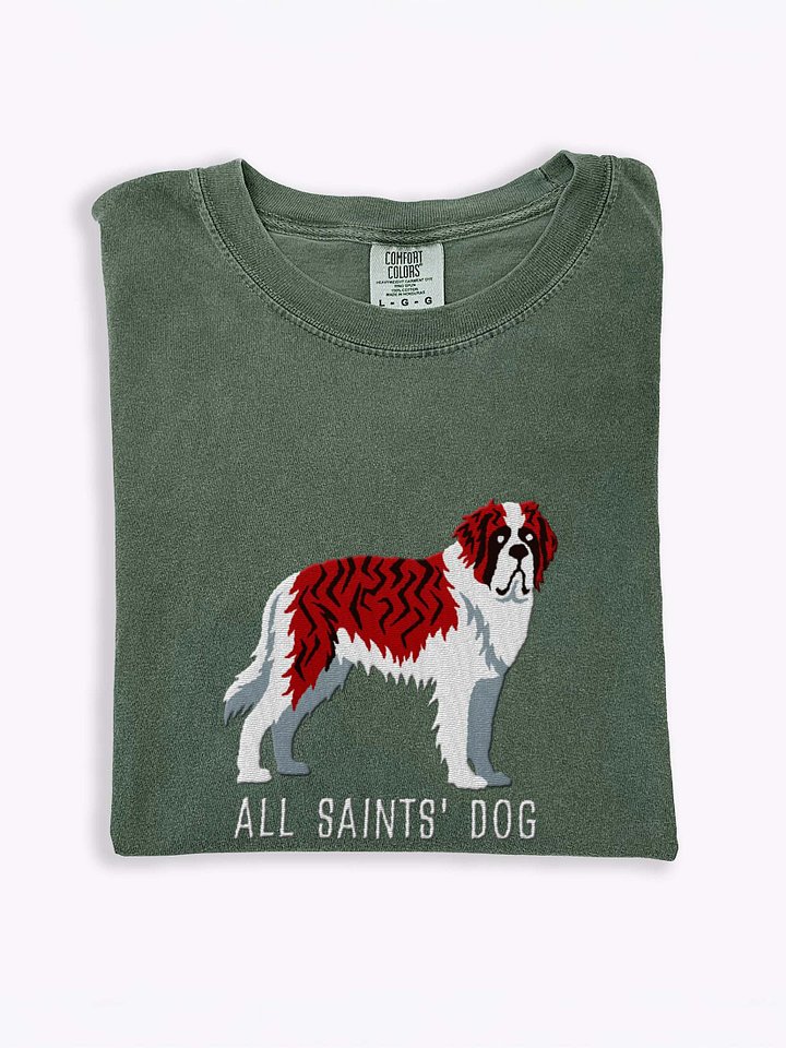 All Saints' Dog T-Shirt(Embroidered) of a Saint Bernard(Brindle & White) product image (1)