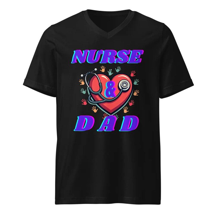 Nurse & Dad Heart Stethoscope v-neck Tee product image (1)