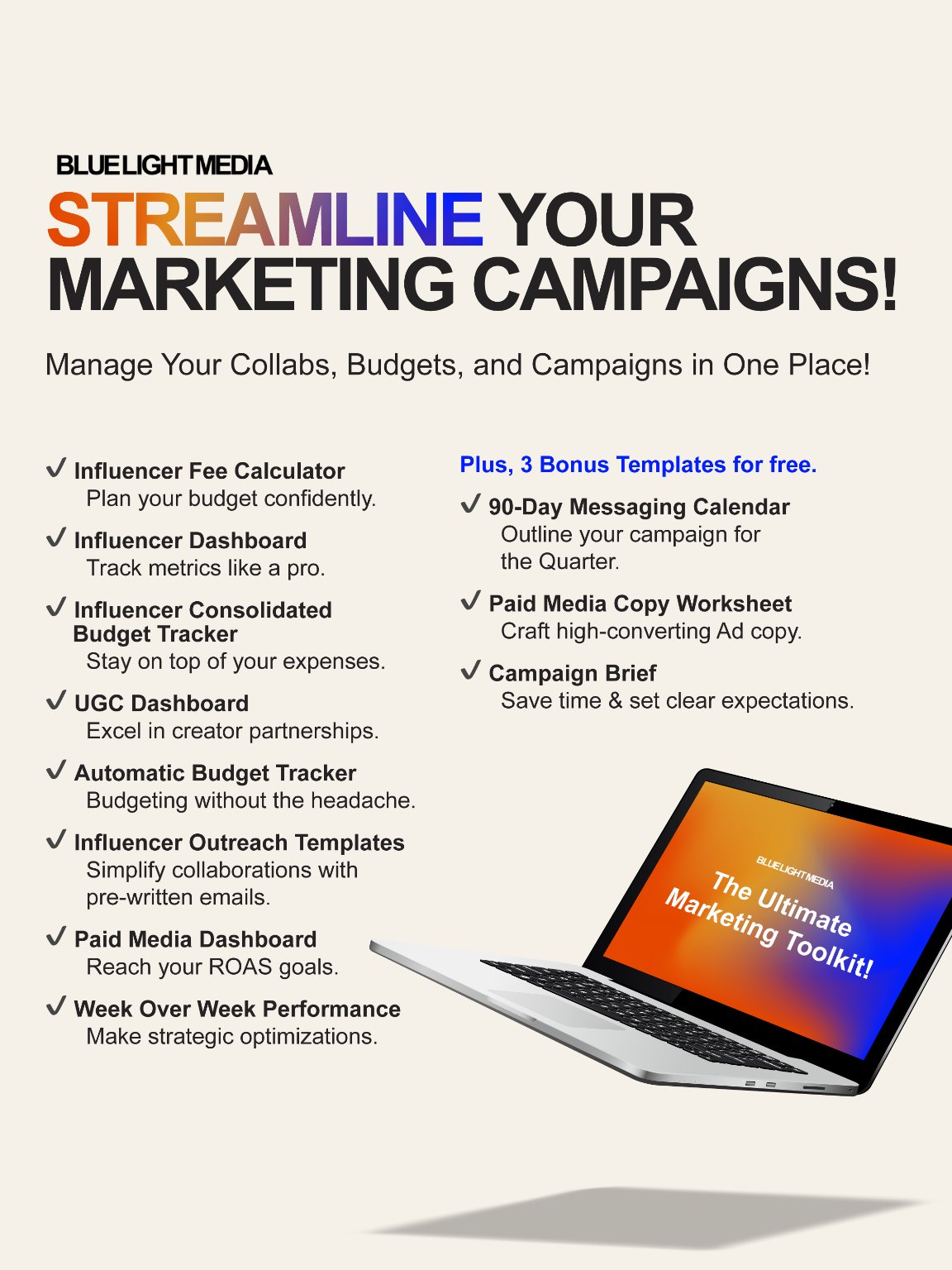 Influencer & Paid Media Hub Google Sheets Templates + Bonus Templates product image (1)