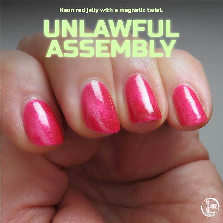 UNLAWFUL ASSEMBLY - Neon Red Jelly Magnetic Shimmer Polish product image (1)
