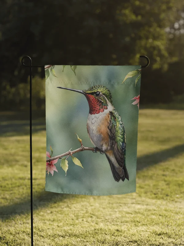 Ruby-Throated Hummingbird Garden Flag product image (1)