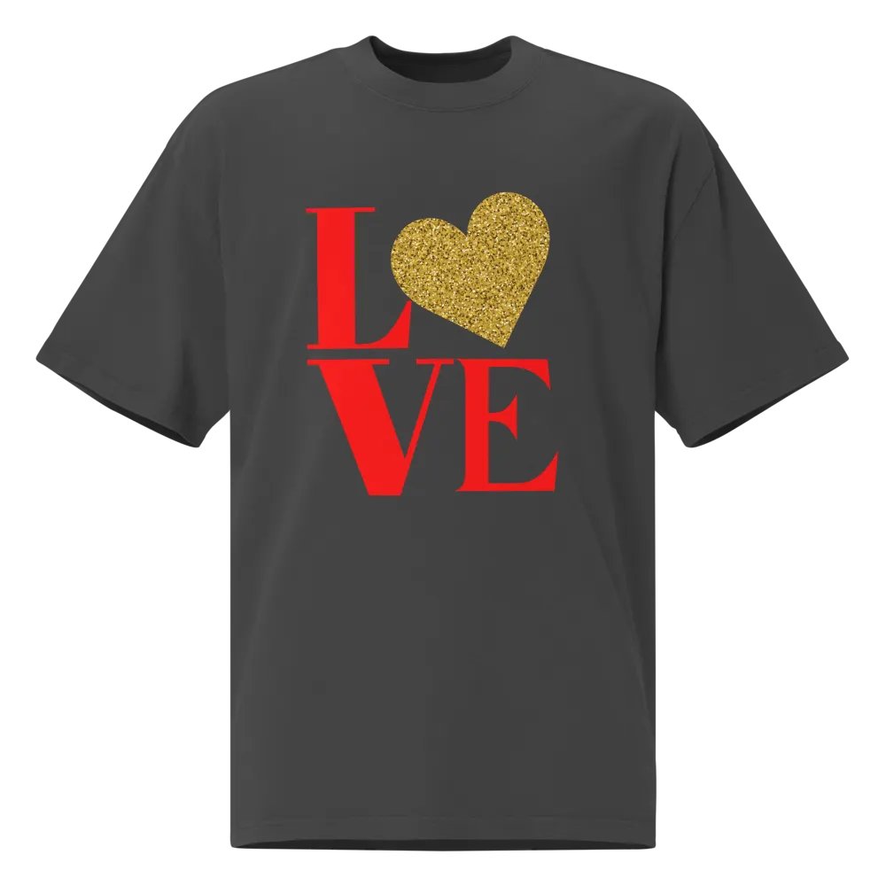Love in Red Letters Gold Heart Oversized Tee product image (5)