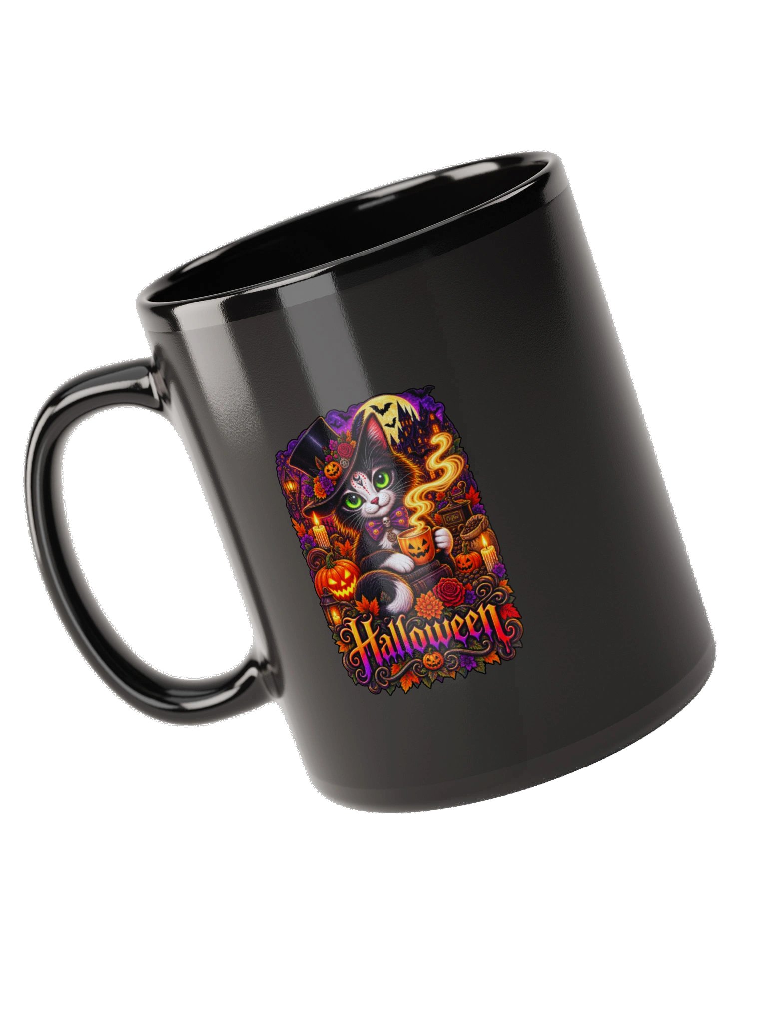 Black Cat Halloween Mug – Witchy Cat Coffee Cup product image (9)