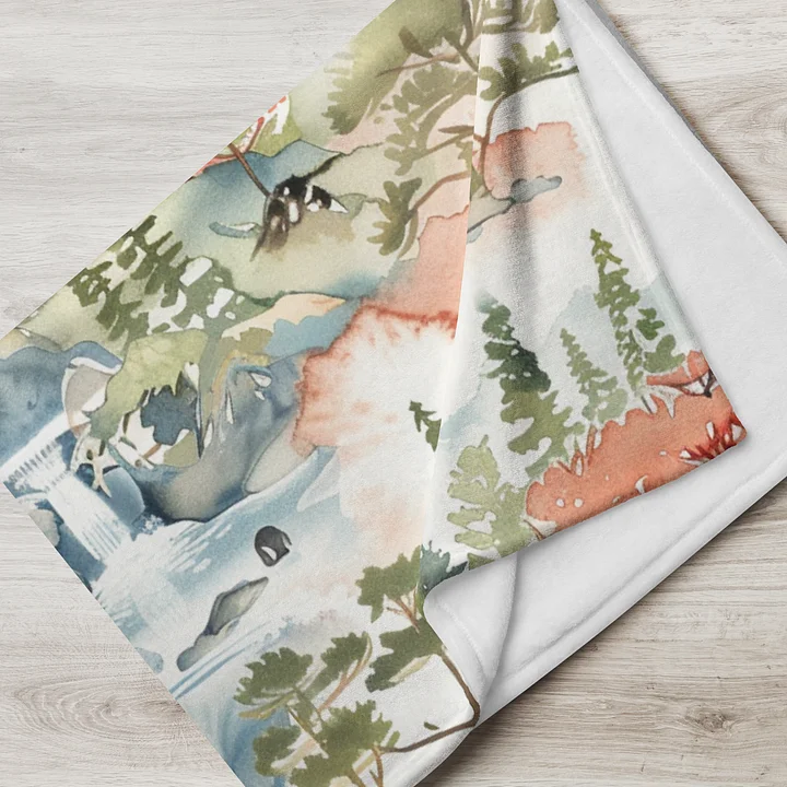 Japanese Pagoda Watercolor Throw Blanket - Zen Landscape Art Fleece product image (2)