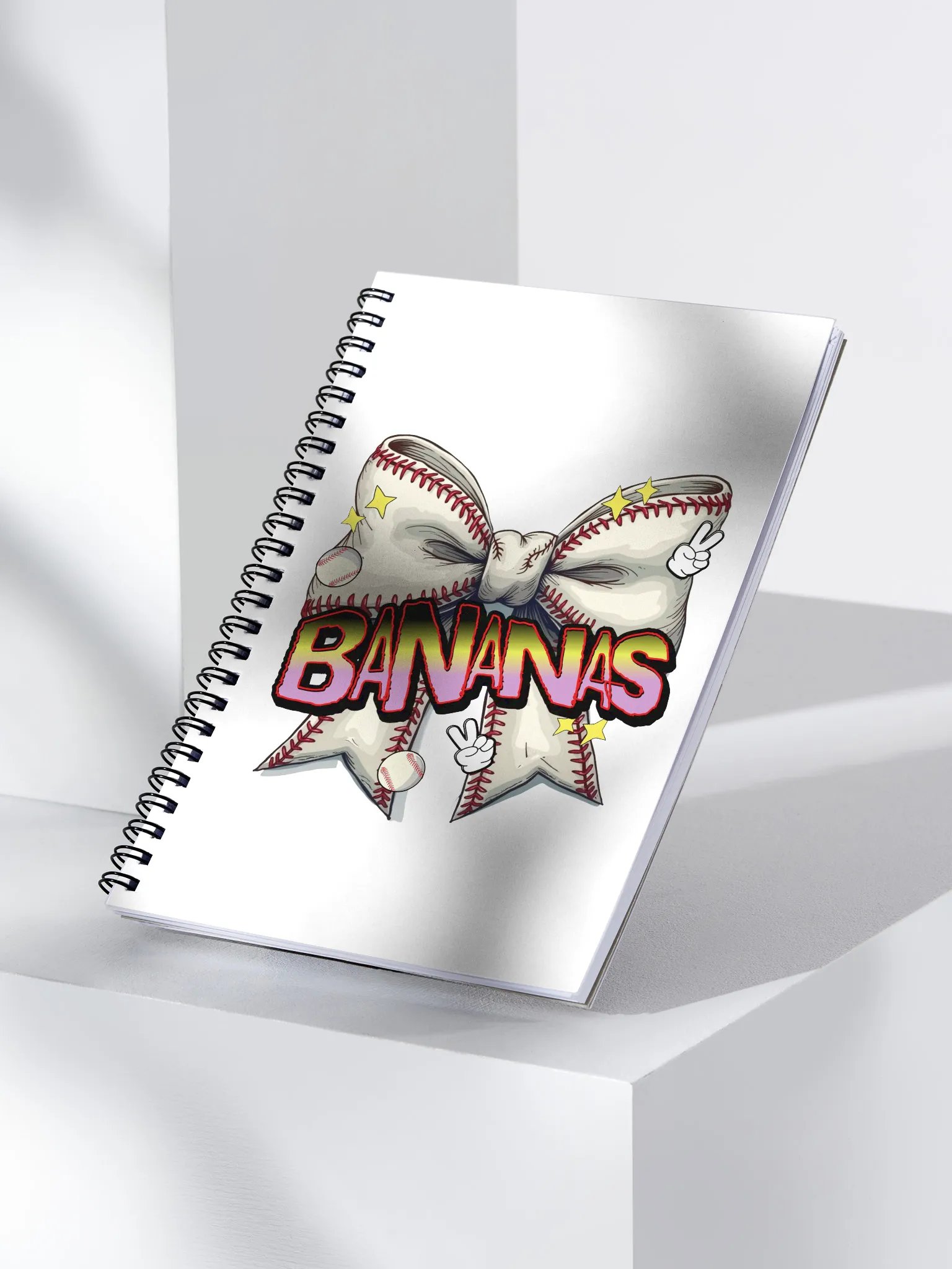 Bananas Bow Baseball Spiral Notebook product image (3)