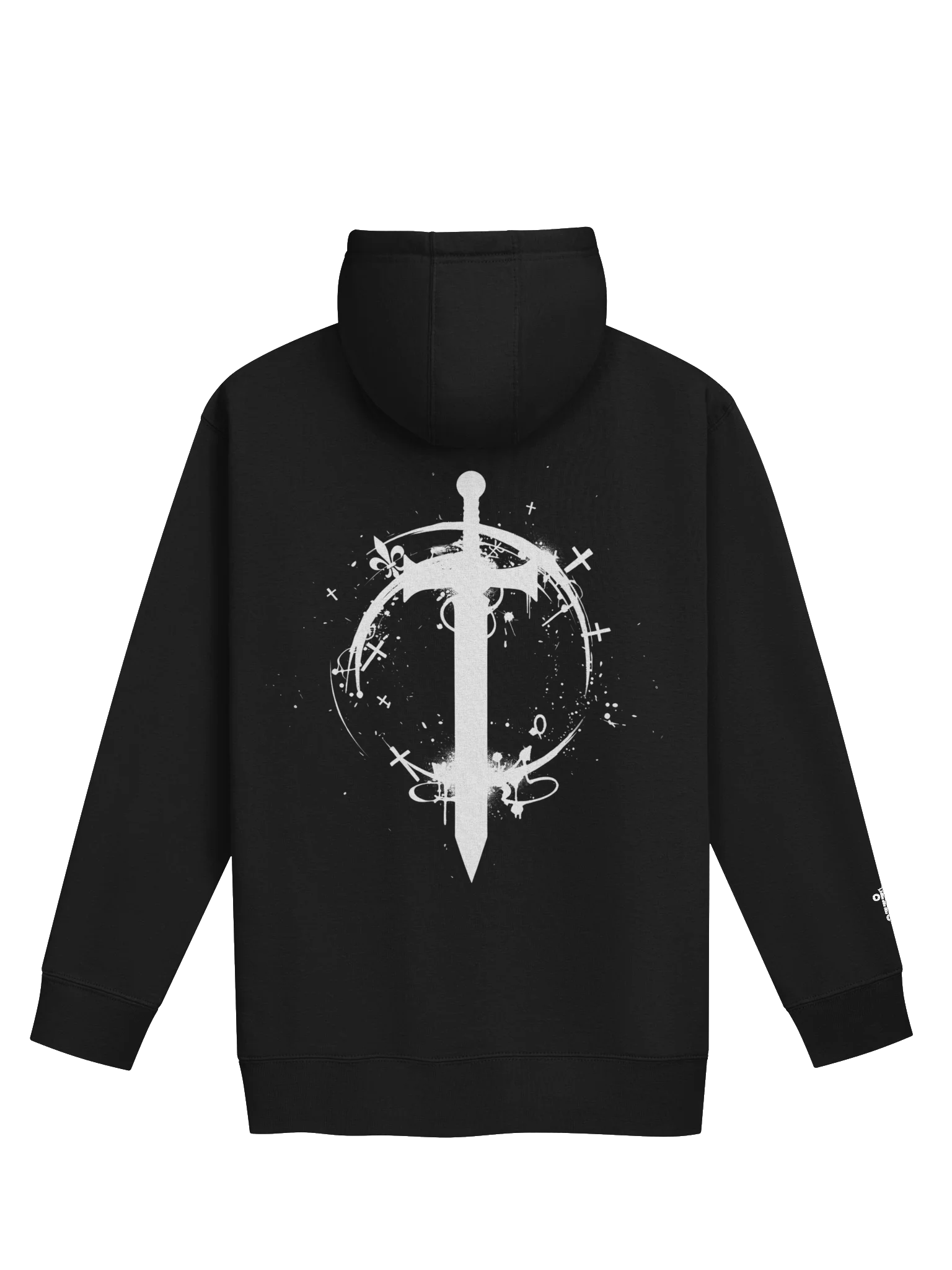 ONE KING Crusader Silhouette Premium Soft Blend Hoodie with embroidered sleeve logo white print product image (1)