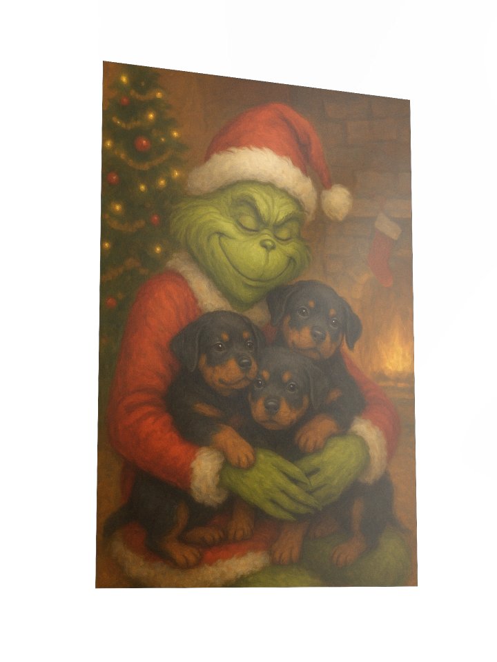 Grinch hugging Rottweiler puppies Poster product image (5)