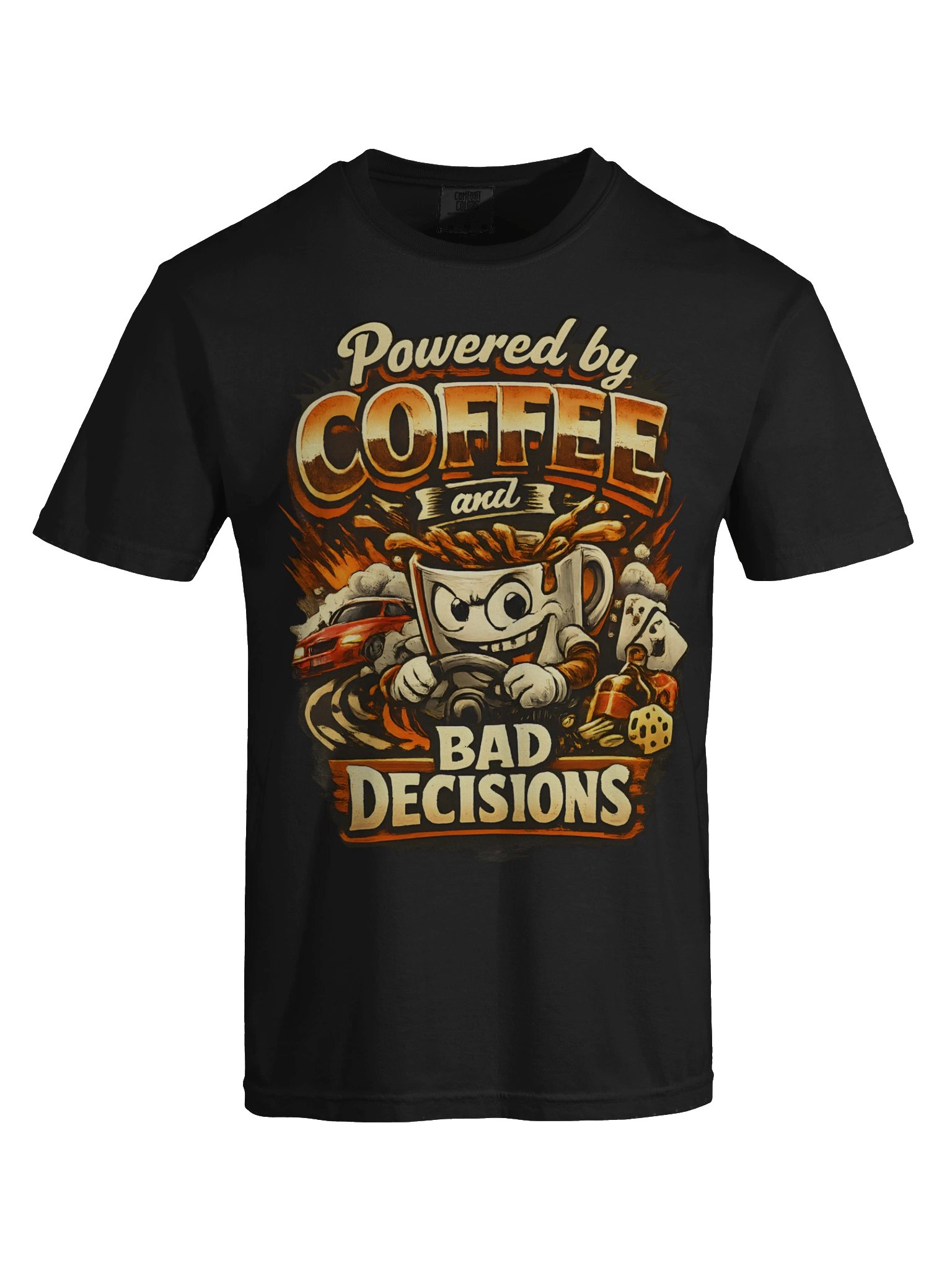 Powered by Coffee and Bad Decisions Sarcastic Graphic Tee product image (66)