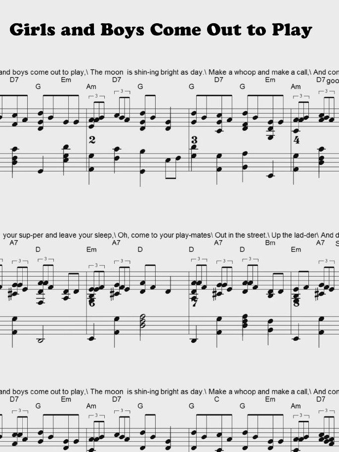 Girls and Boys Come Out to Play - CS - Piano sheet music product image (1)