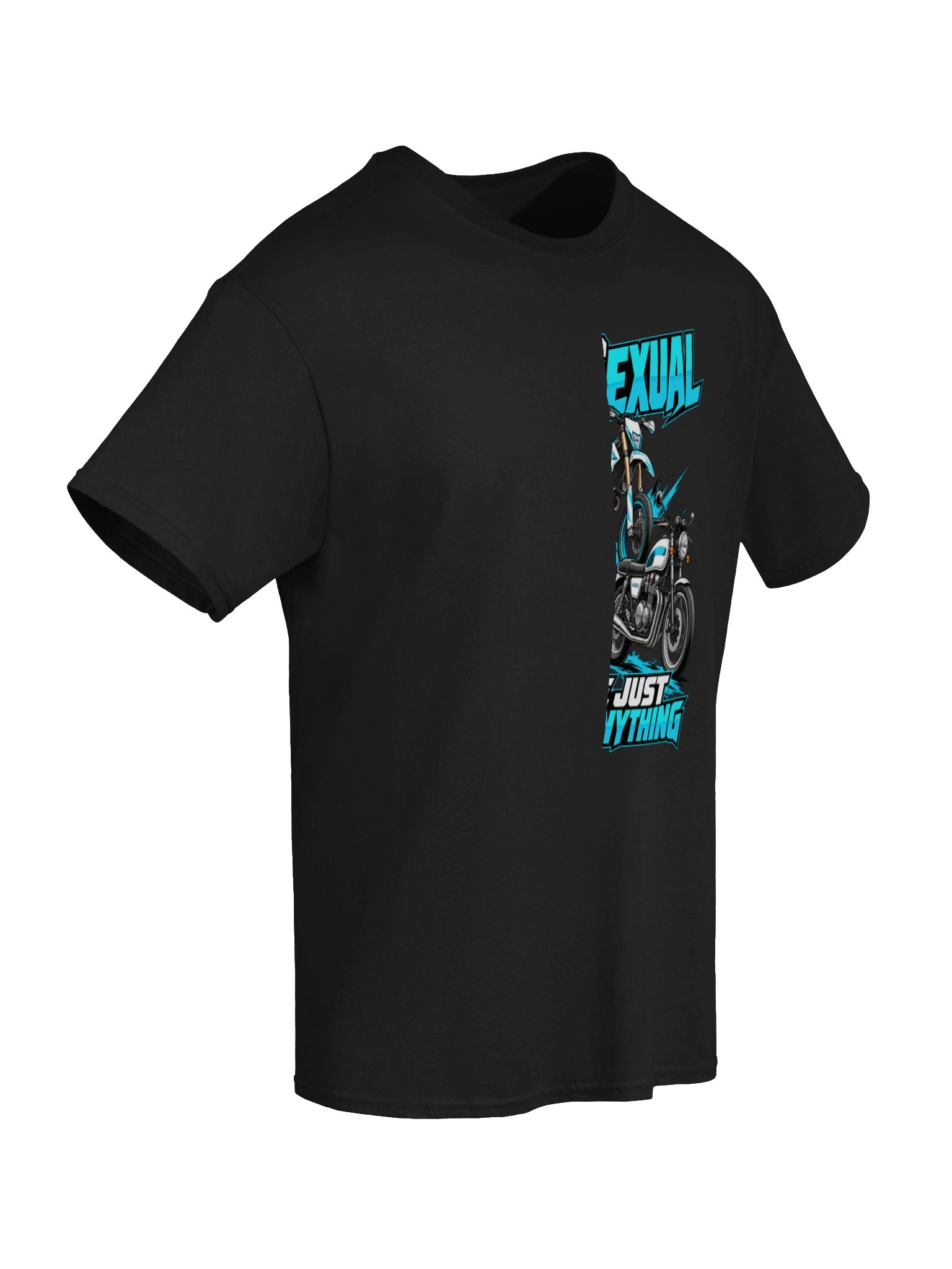 Bikesexual I'll Ride Anything Blue Motorcycle T-Shirt product image (6)