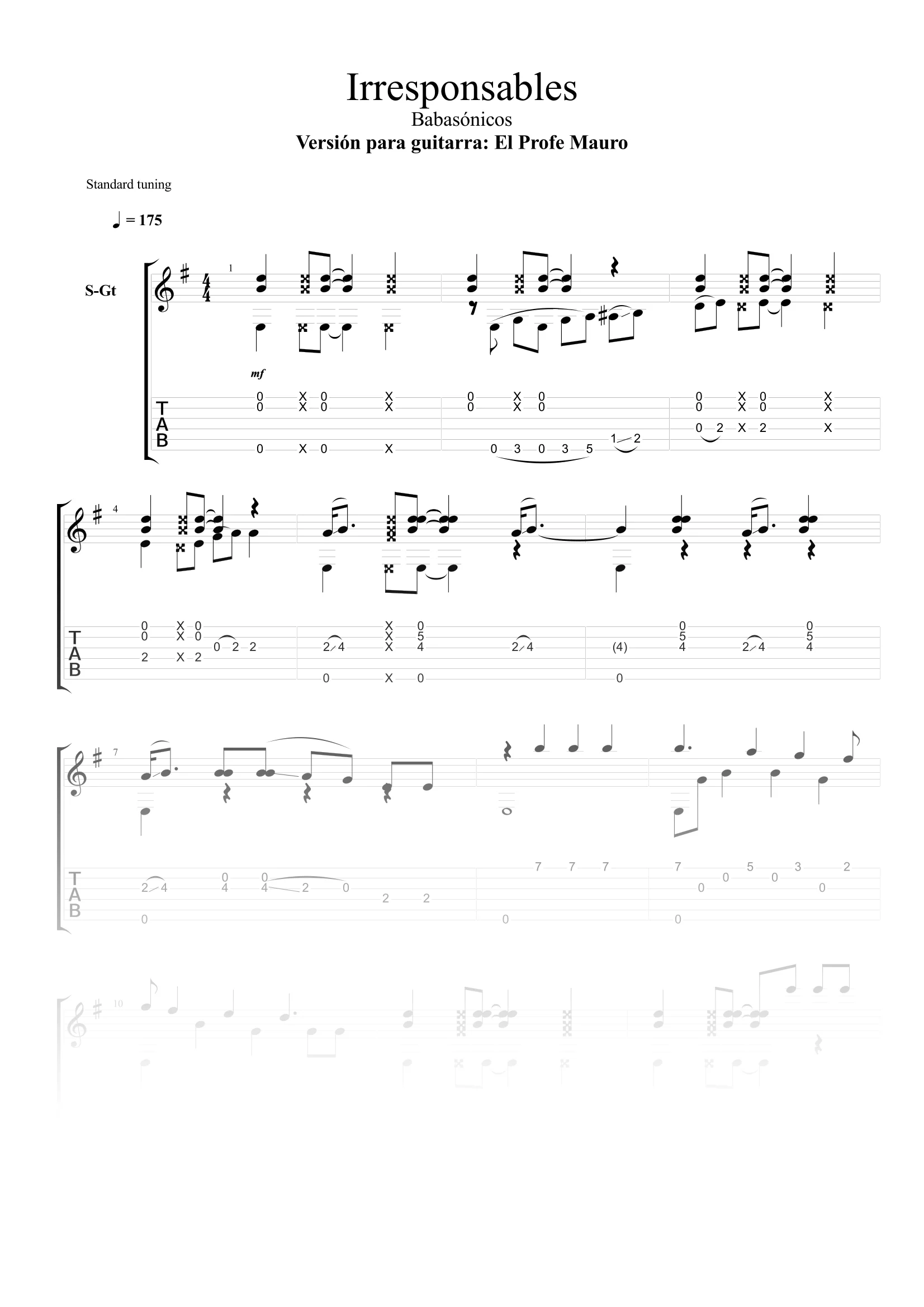 Irresponsables - Partitura + Tabs product image (1)