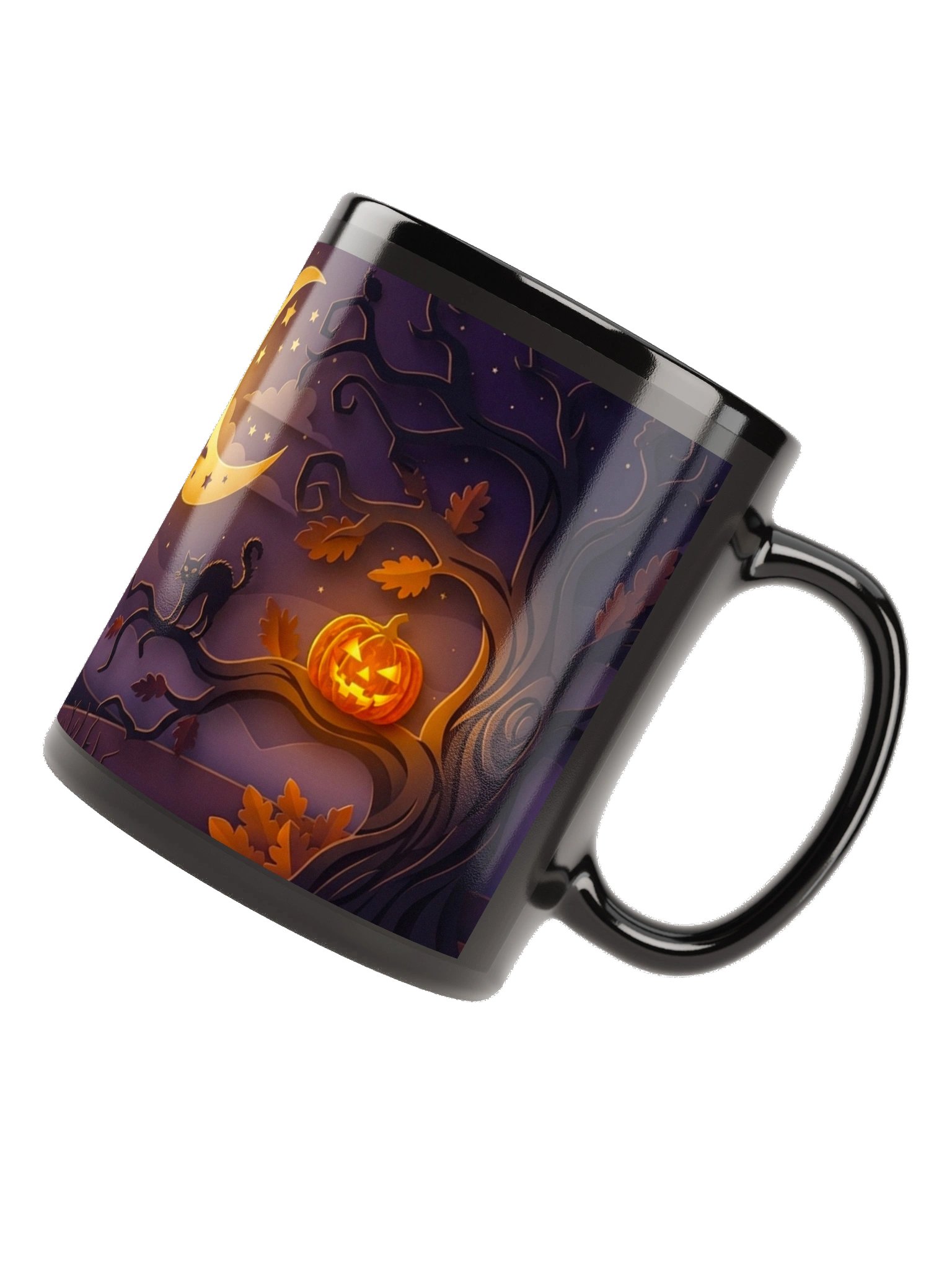 Midnight Manor 3D Paper-Cut Black Mug | Haunted House Halloween Coffee Cup product image (11)