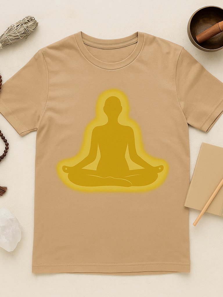 Peace in Practice – Golden Meditation Silhouette Tee | Sand product image (4)