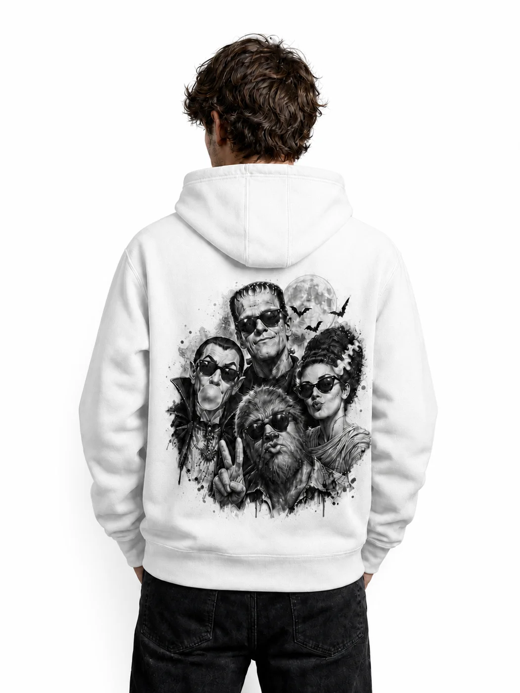 Gothic Rose & Classic Monsters Hoodie | Vintage Horror product image (2)