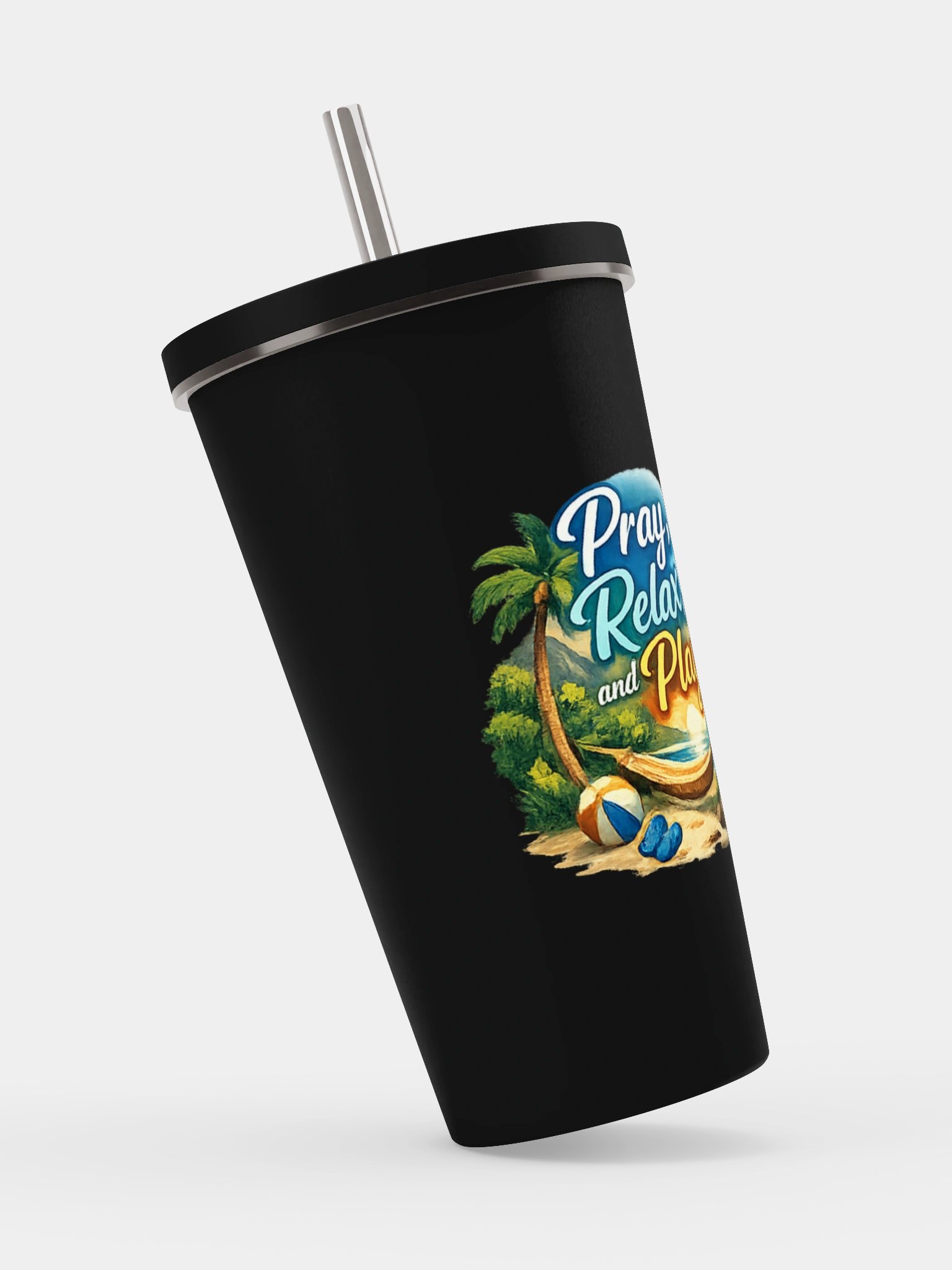 Pray, Relax & Play Insulated Tumbler with Straw product image (2)