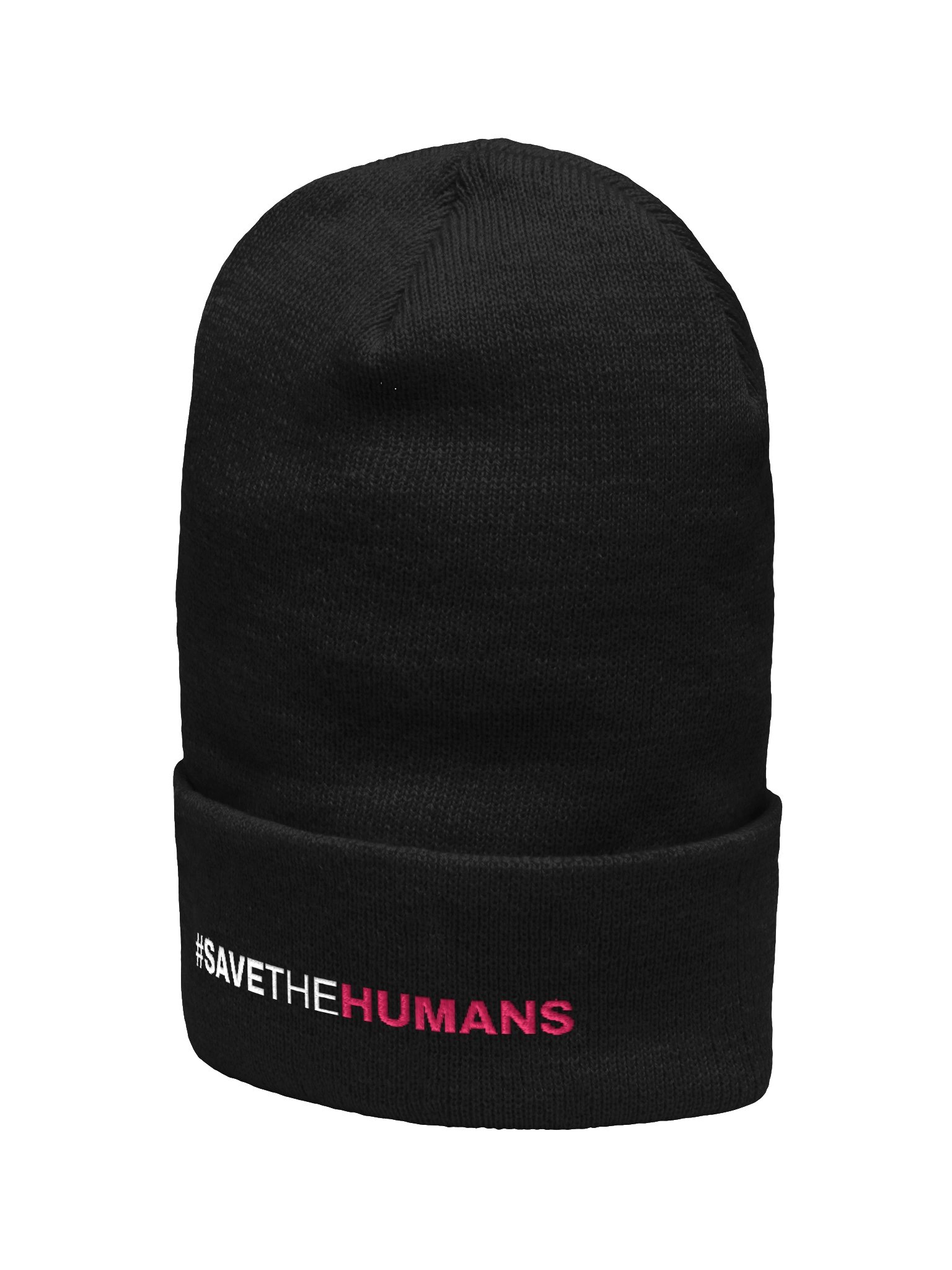 Save the Humans Cuffed Beanie — Black product image (2)