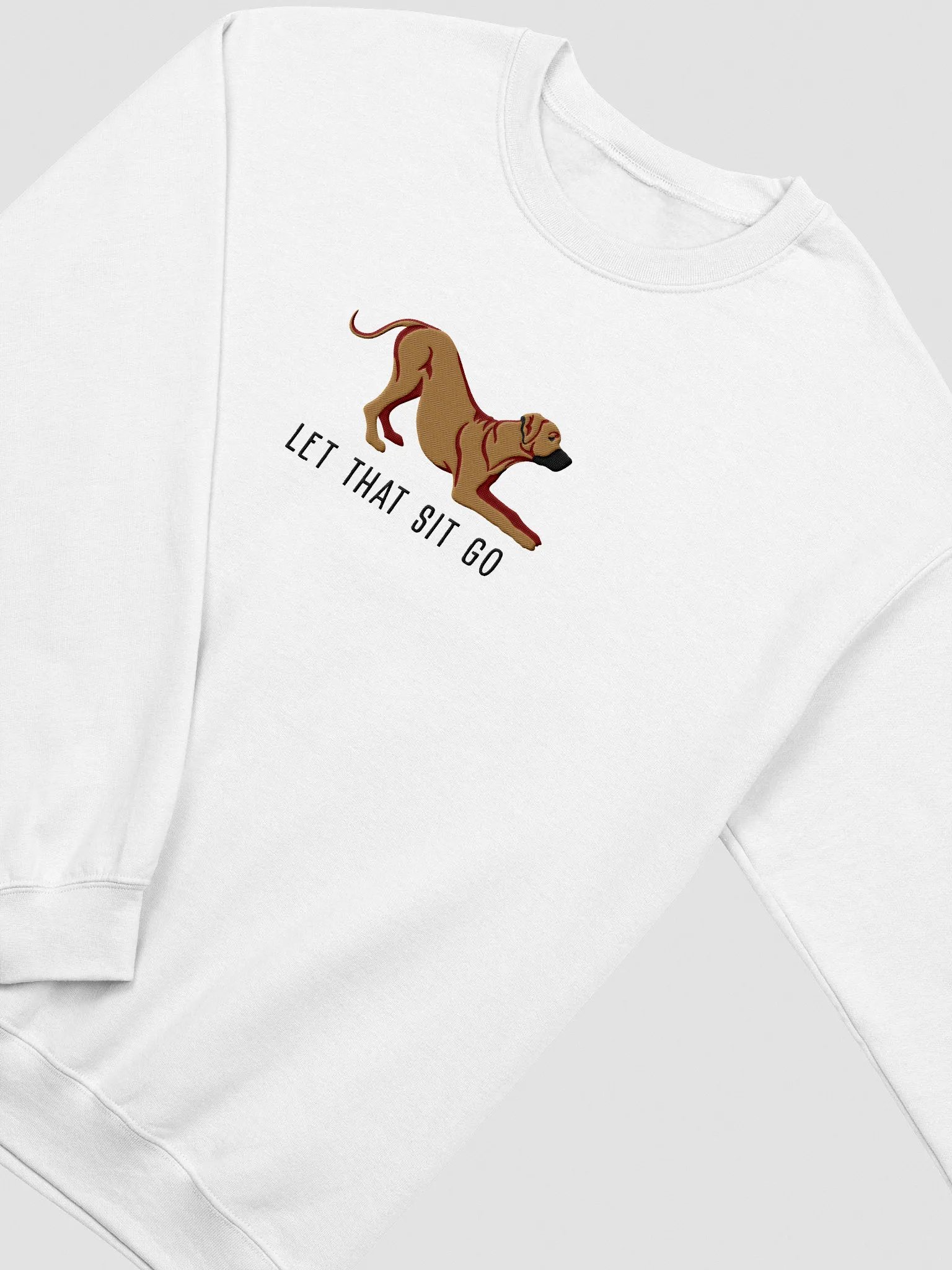 Let That Sit Go Sweatshirt (Embroidered) of a Rhodesian Ridgeback(Tan) product image (6)