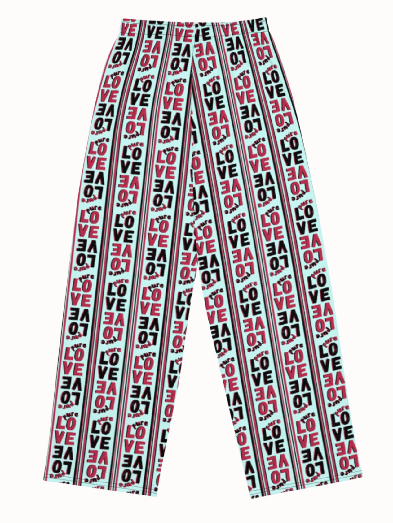 Pure Love Stripes on light green - Unisex Wide-Leg Pants product image (5)