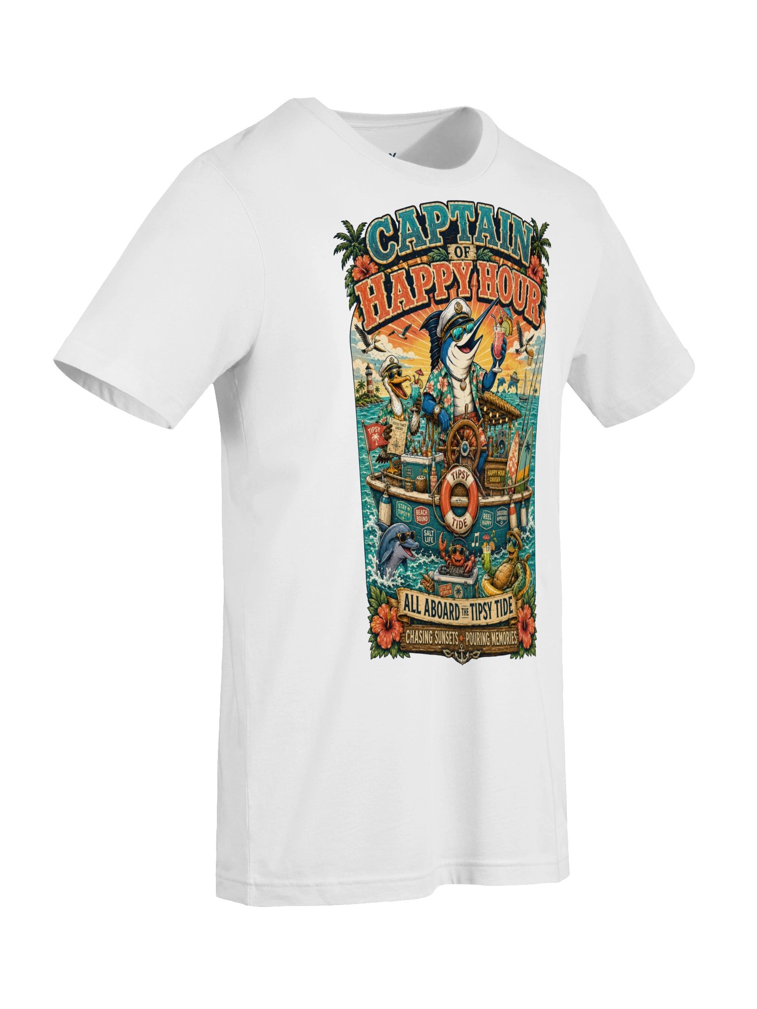 Captain of Happy Hour Tropical Nautical T-Shirt product image (2)