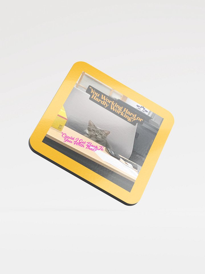 Hard Working Office Cat Cork Coaster product image (1)
