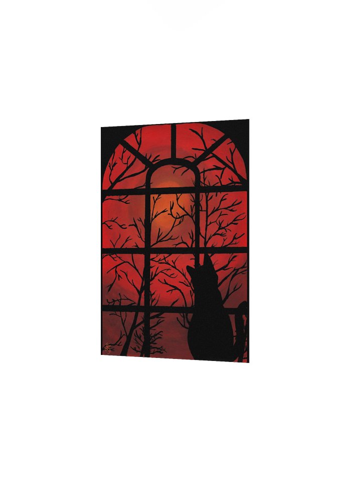 Black Cat in a Red Window Original Art Print product image (2)