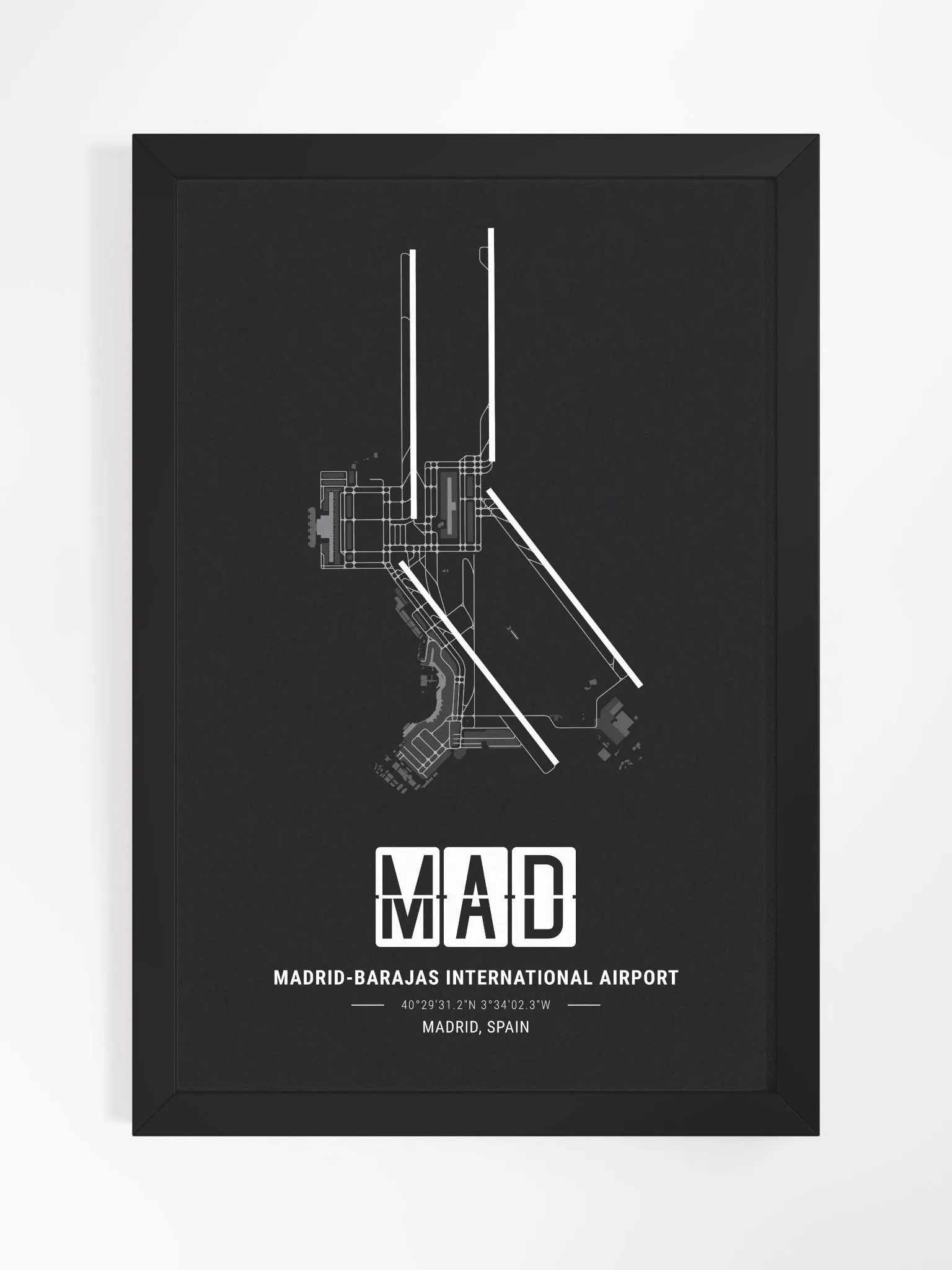 Framed Airport MAD Premium Map On Matt Paper product image (1)